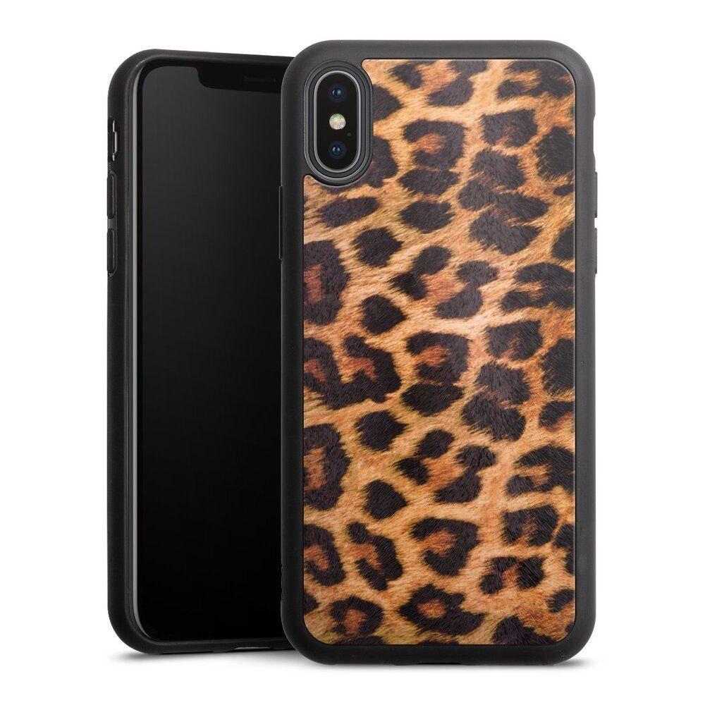 DeinDesign Handyhülle Leopard Fell Animalprint Leo Print, Apple iPhone Xs Gallery Case Glas Hülle Schutzhülle 9H Gehärtetes Glas