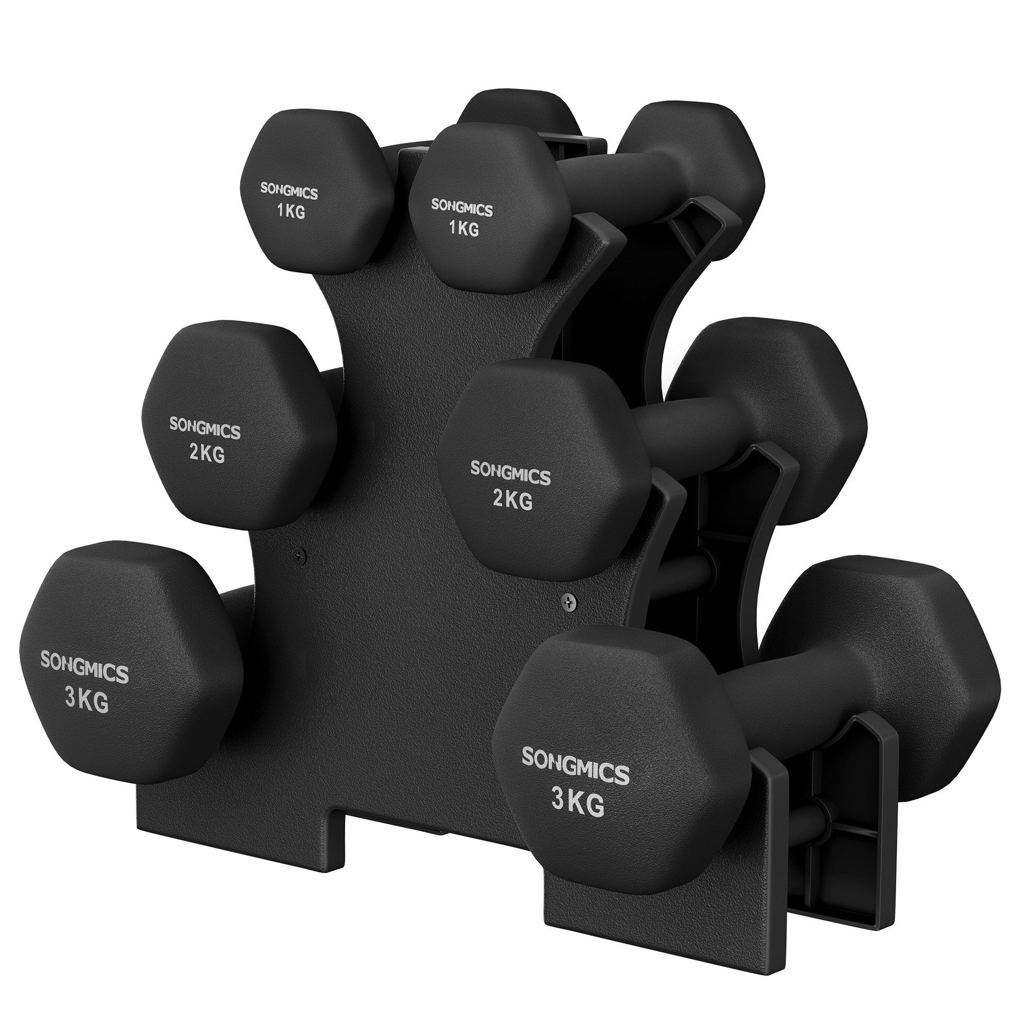 SONGMICS Hantel-Set Kurzhanteln, 12kg, Hexagon, Neopren Hanteln