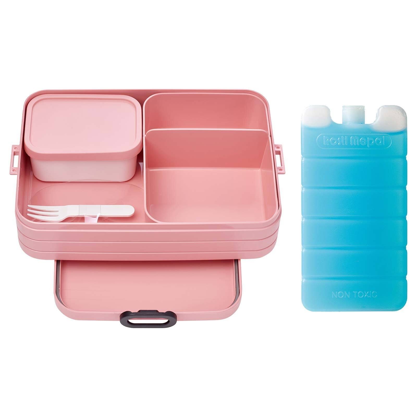 Bento-Lunchbox Lunchbox Break A Mepal Material-Mix, Nordic Pink 2er Kühlakku Set, (2-tlg), Spülmaschinengeeignet + Take