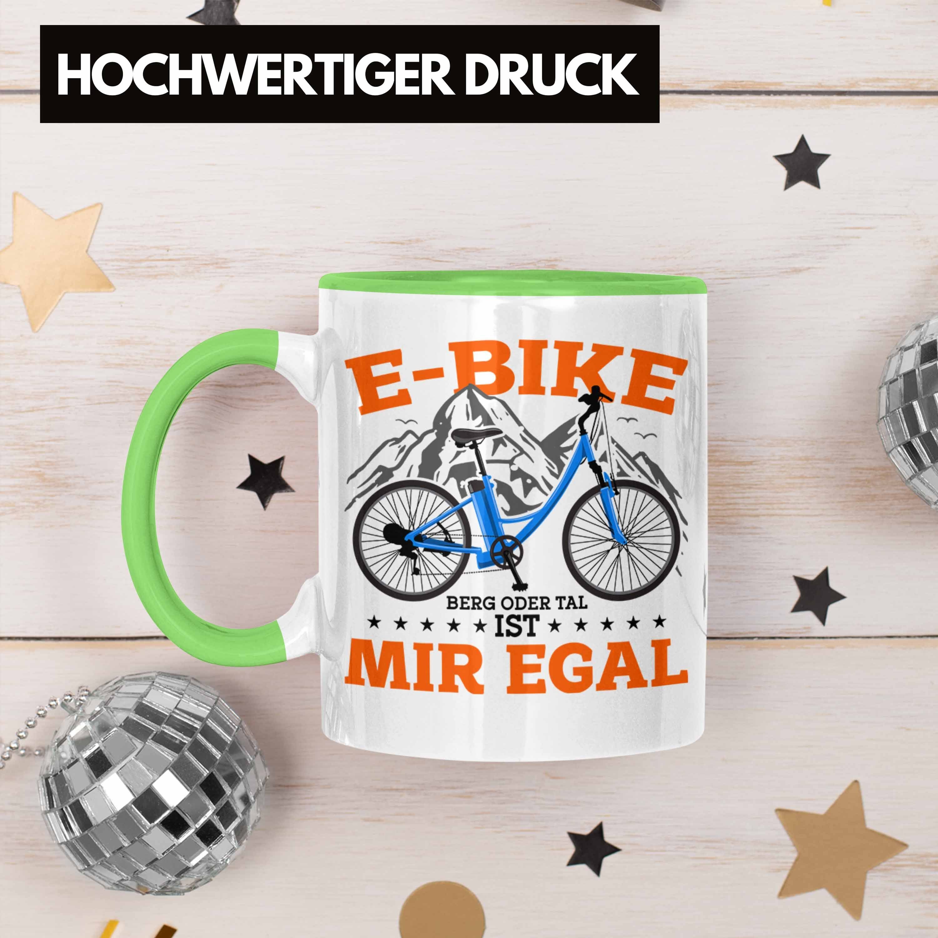 E-Bike Sprüche E-Bike Tasse Fans Trendation Tasse Grün Geschenkidee Geschenk Lustige