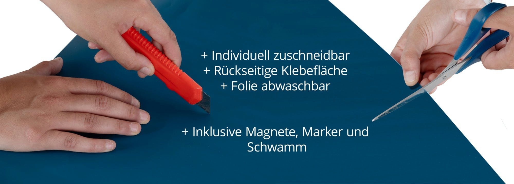 Stagecaptain Magnetfolie Magnetische Whiteboard-Klebefolie, (inkl. Markern, Magneten und Trockenlösch-Schwamm), Größe: 90 x 120 cm