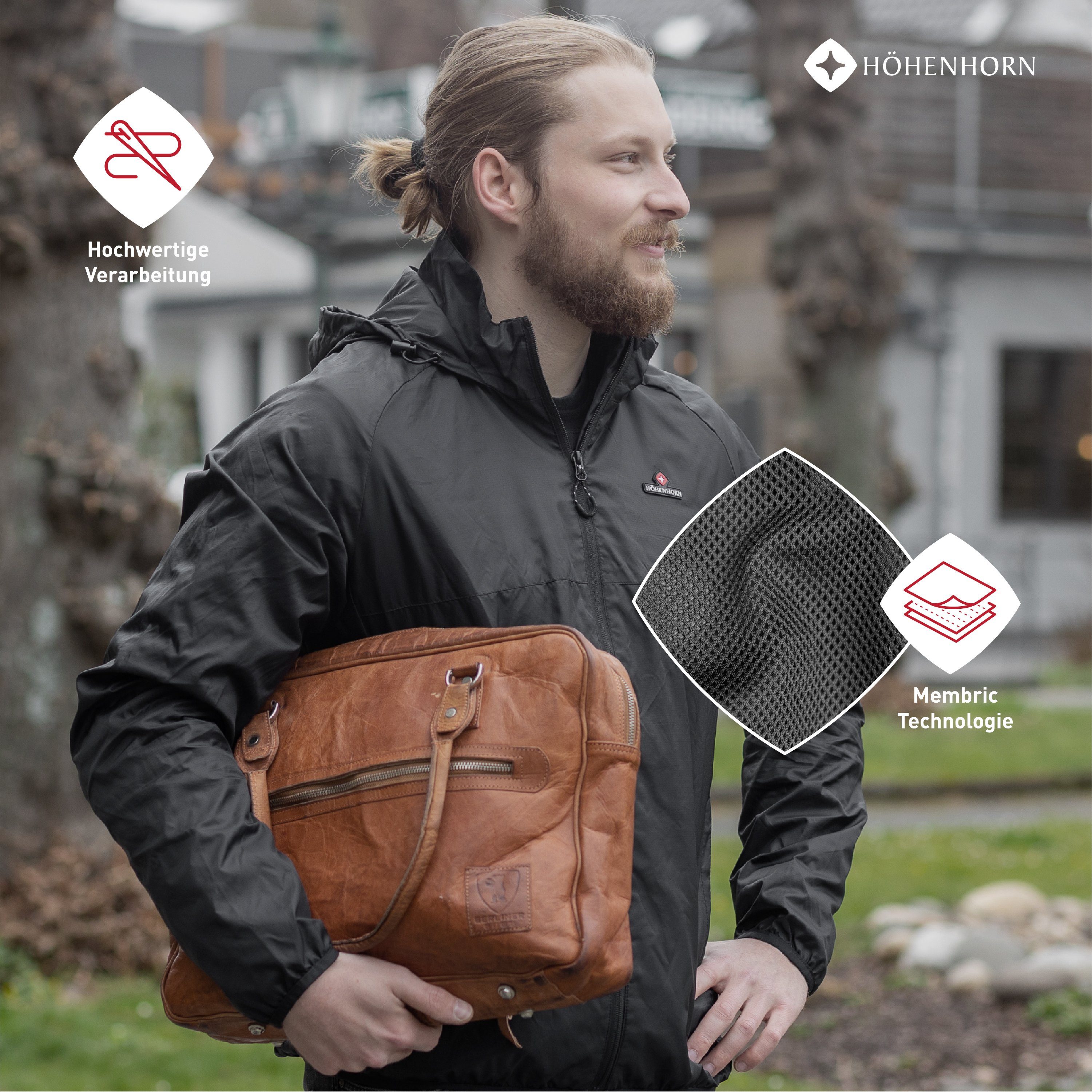 Höhenhorn Regenjacke Rigi Herren Regen Jacke für Männer Outdoor Freizeitjacke mit Kapuze leichtes Eigengewicht, Atmungsaktiv