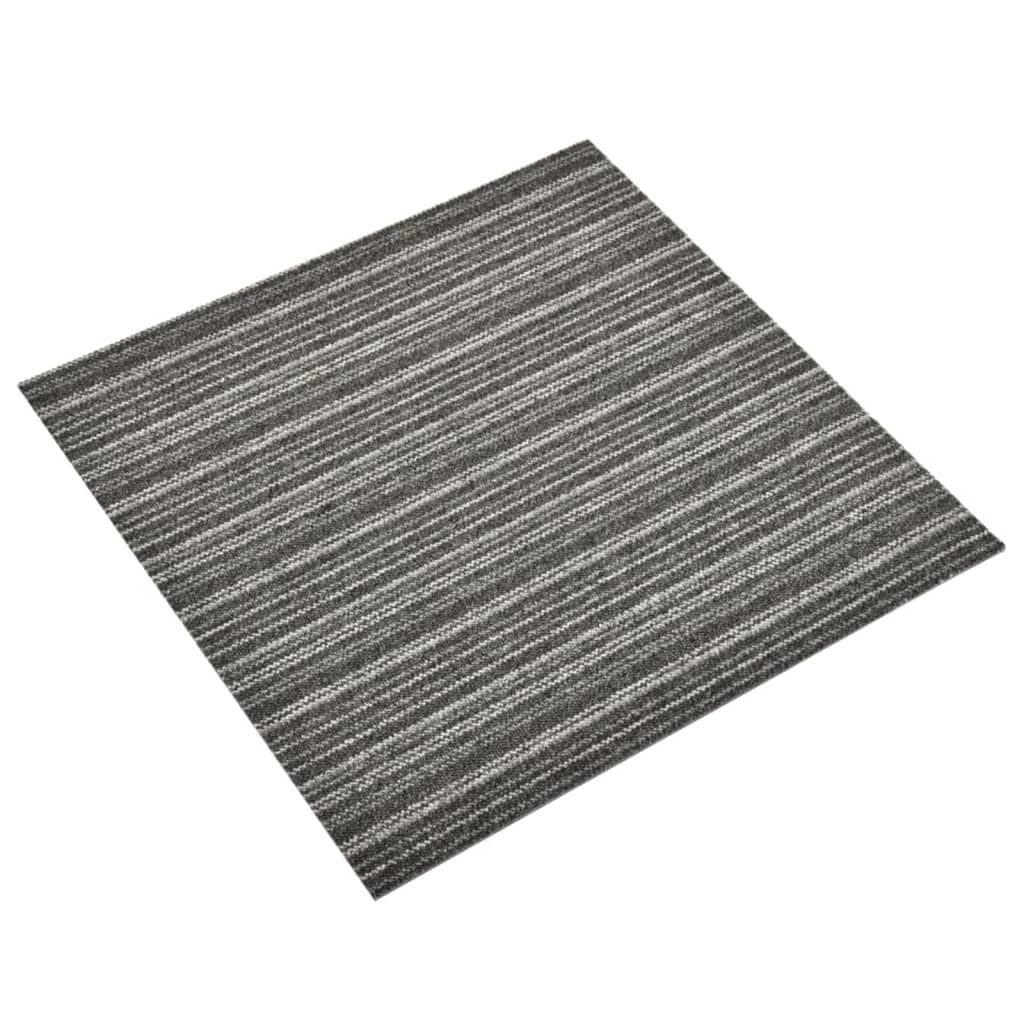vidaXL Teppichfliese Teppichfliesen 20 Stk. 5 m² 50x50 cm Gestreift Anthrazit