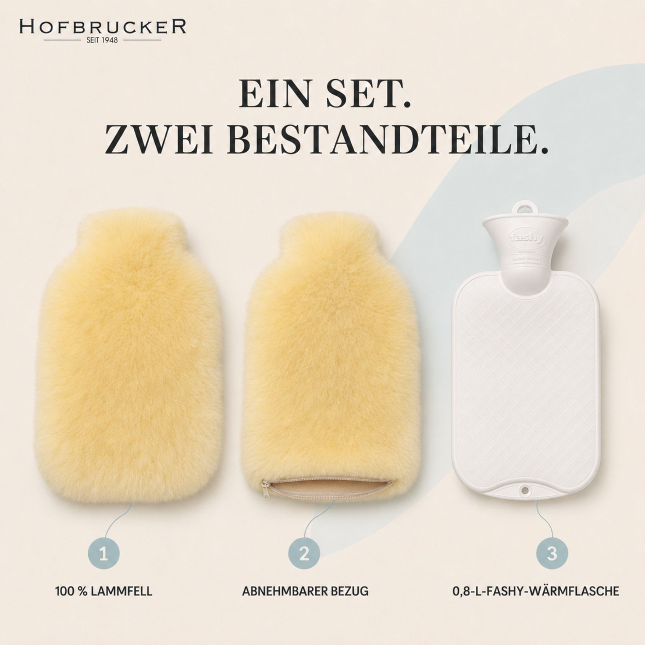 Hofbrucker seit 1948 Wärmflasche fashy Wärmflasche mit Fellbezug medizinisch gegerbt