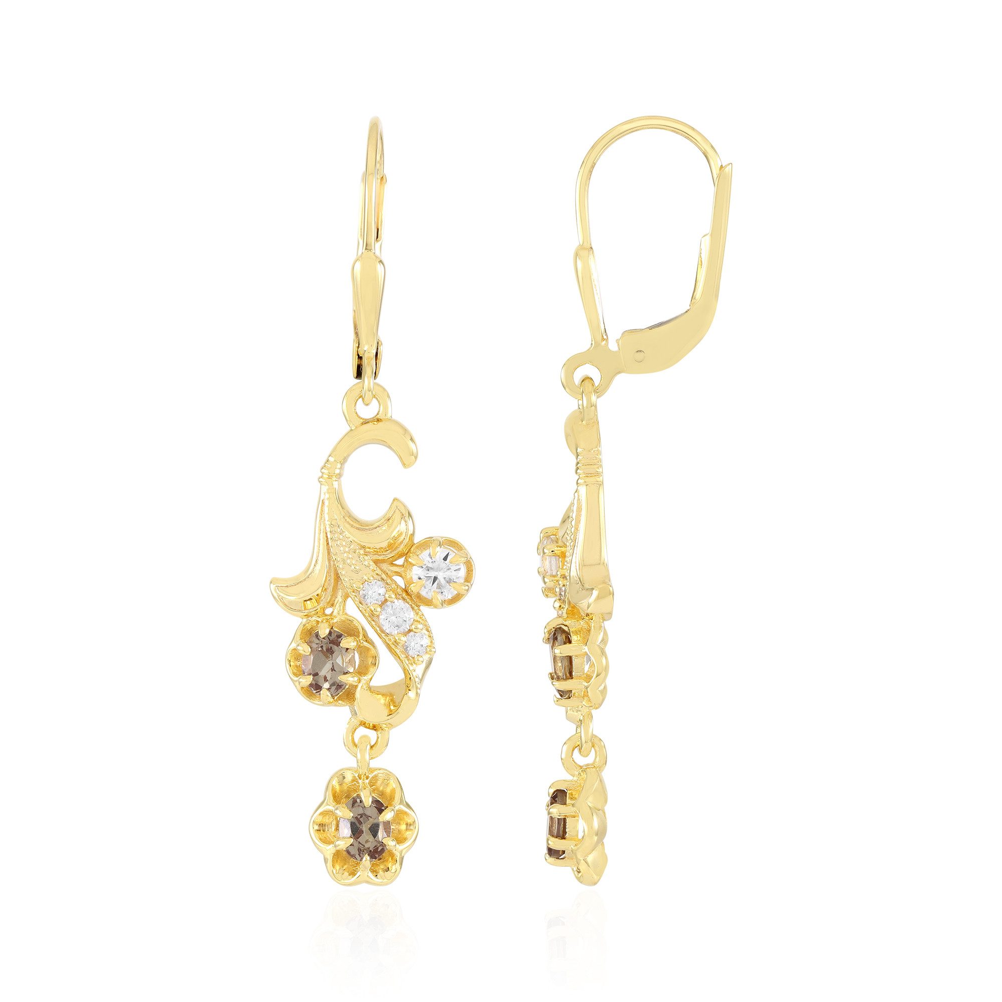 Cavill Ohrring-Set Elegante Ohrringe aus vergoldetem Silber mit Malaya-Granat (2-tlg)