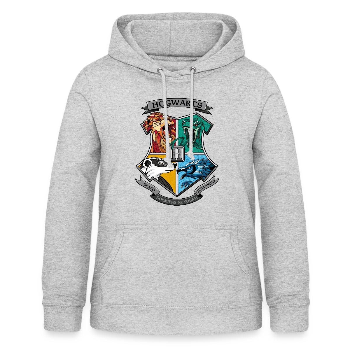 Spreadshirt Hoodie Harry Potter Hogwarts Logo Tiere Der Häuser Damen Hoodie (1-tlg)