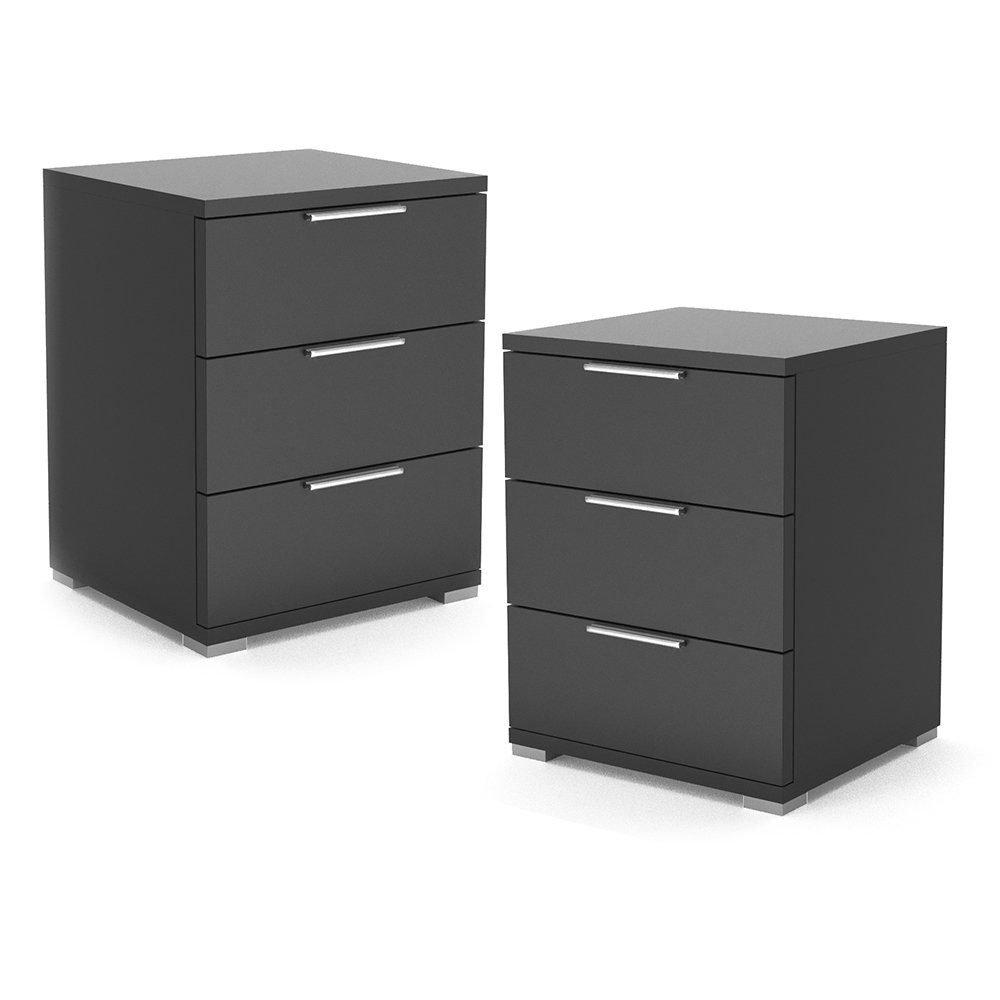 Vicco Nachtschrank Florenz, Schwarz, 46 x 60 cm 2er Set günstig online kaufen