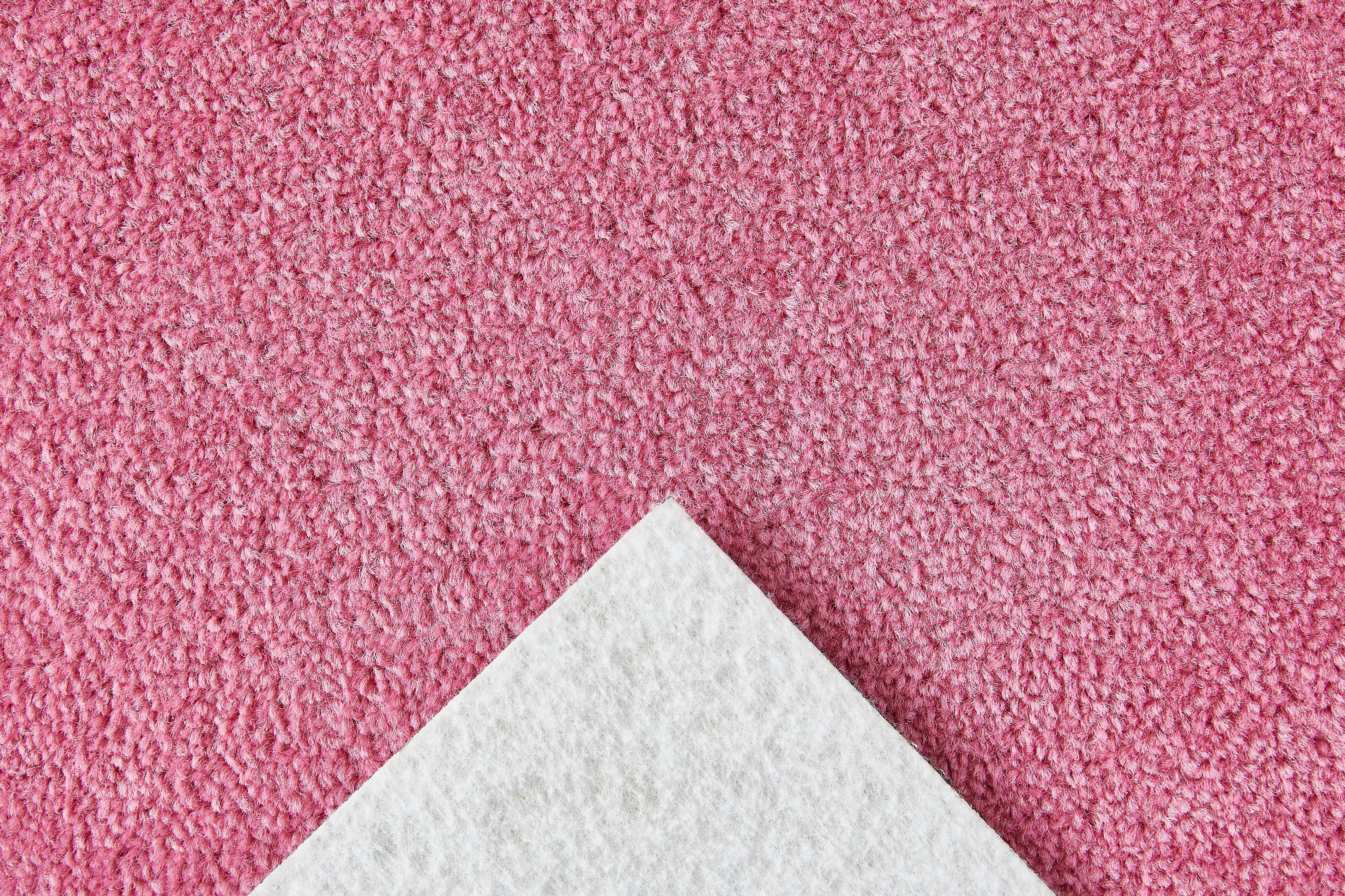 Uni 8,5 rechteckig, & Kräuselvelours strapazierfähig Höhe: Teppichboden pflegeleicht Coupon mm, 400 Farben, Andiamo, cm, Breite Ines, pink