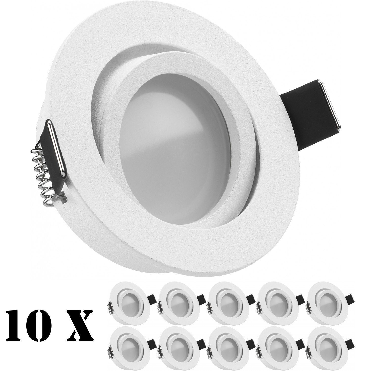 Set LED flach mit LEDANDO extra weiß Einbaustrahler in 10er Leuchtmitt Einbaustrahler LED matt 5W