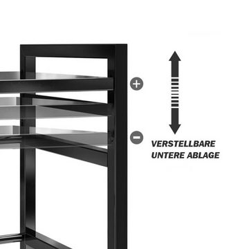 TWSOUL Regal Mikrowellen Regal, Ausziehbarer Mikrowellenständer mit 6 Haken