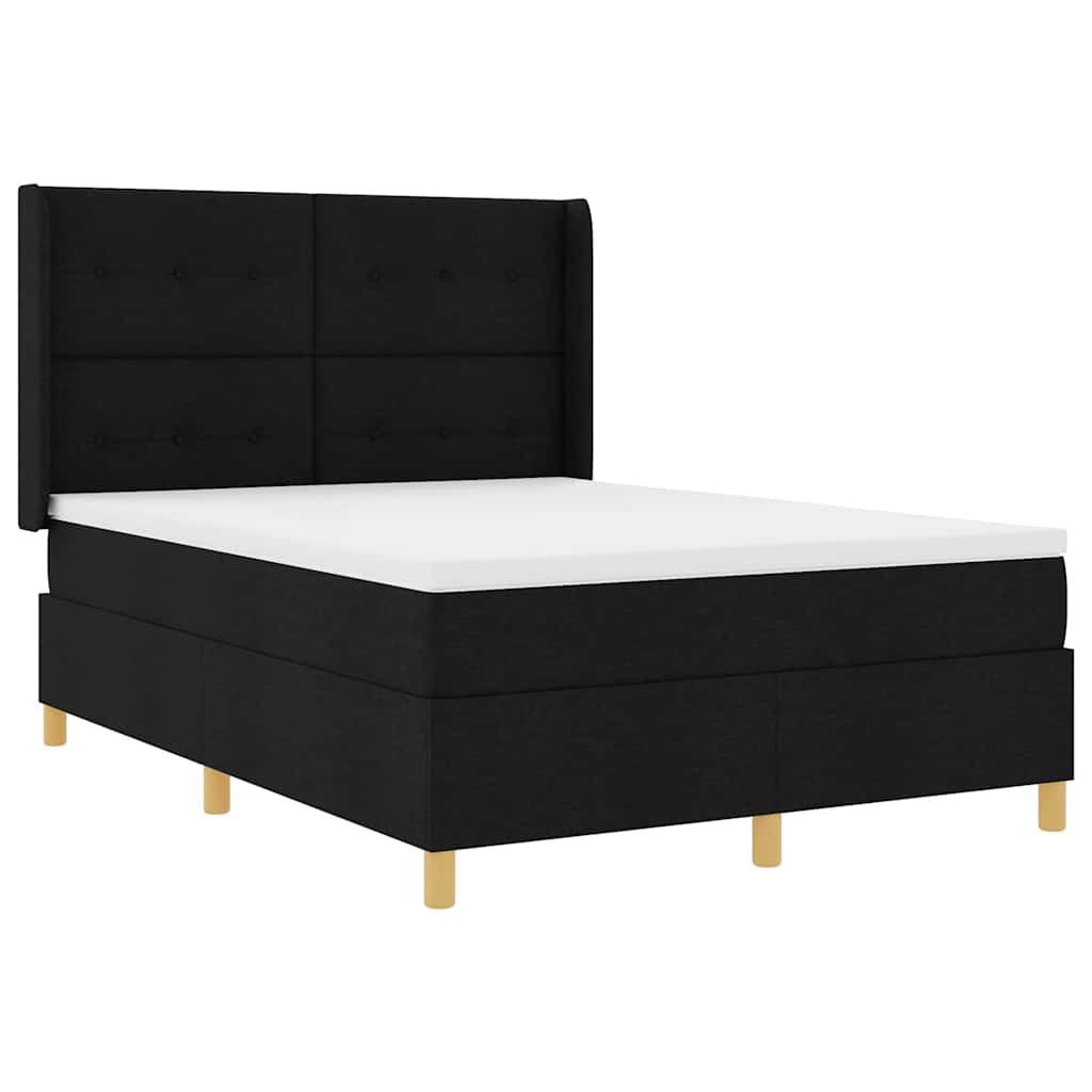 Bett Boxspringbett mit LED-Lichtleisten Schwarz 160 x 200 cm Stoff