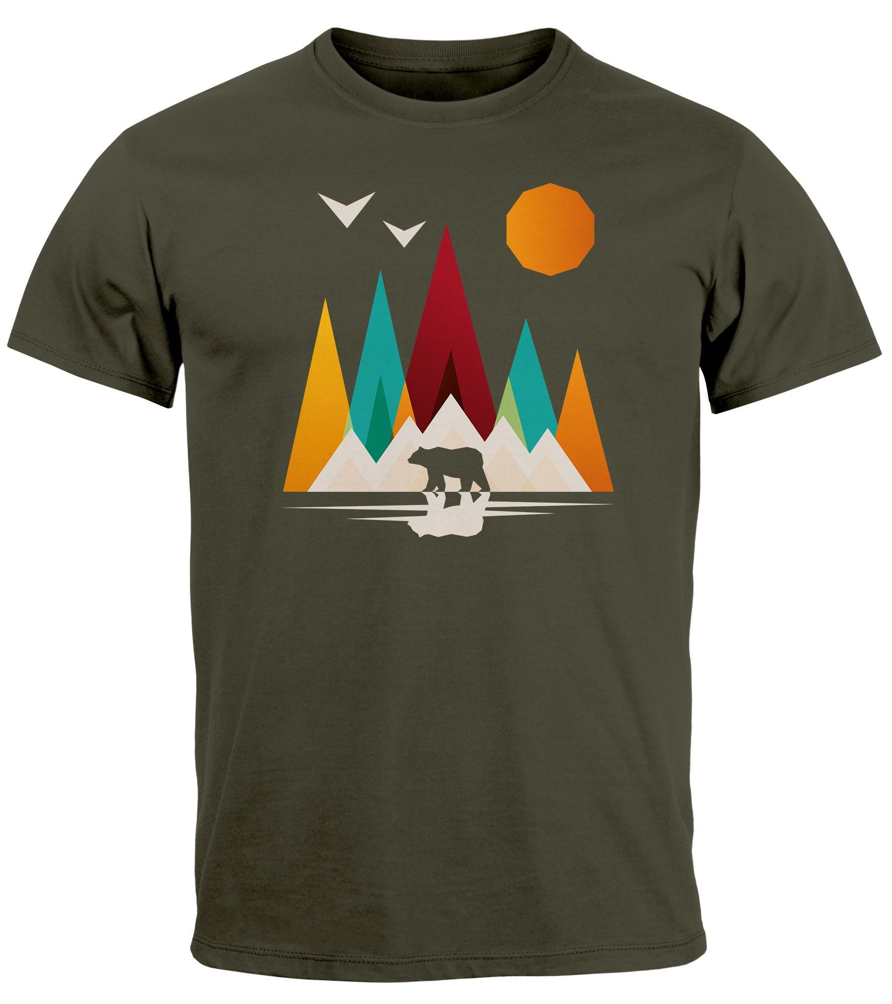 Neverless Print-Shirt Herren T-Shirt Berge Bär Natur Polygon Outdoor Prints günstig online kaufen