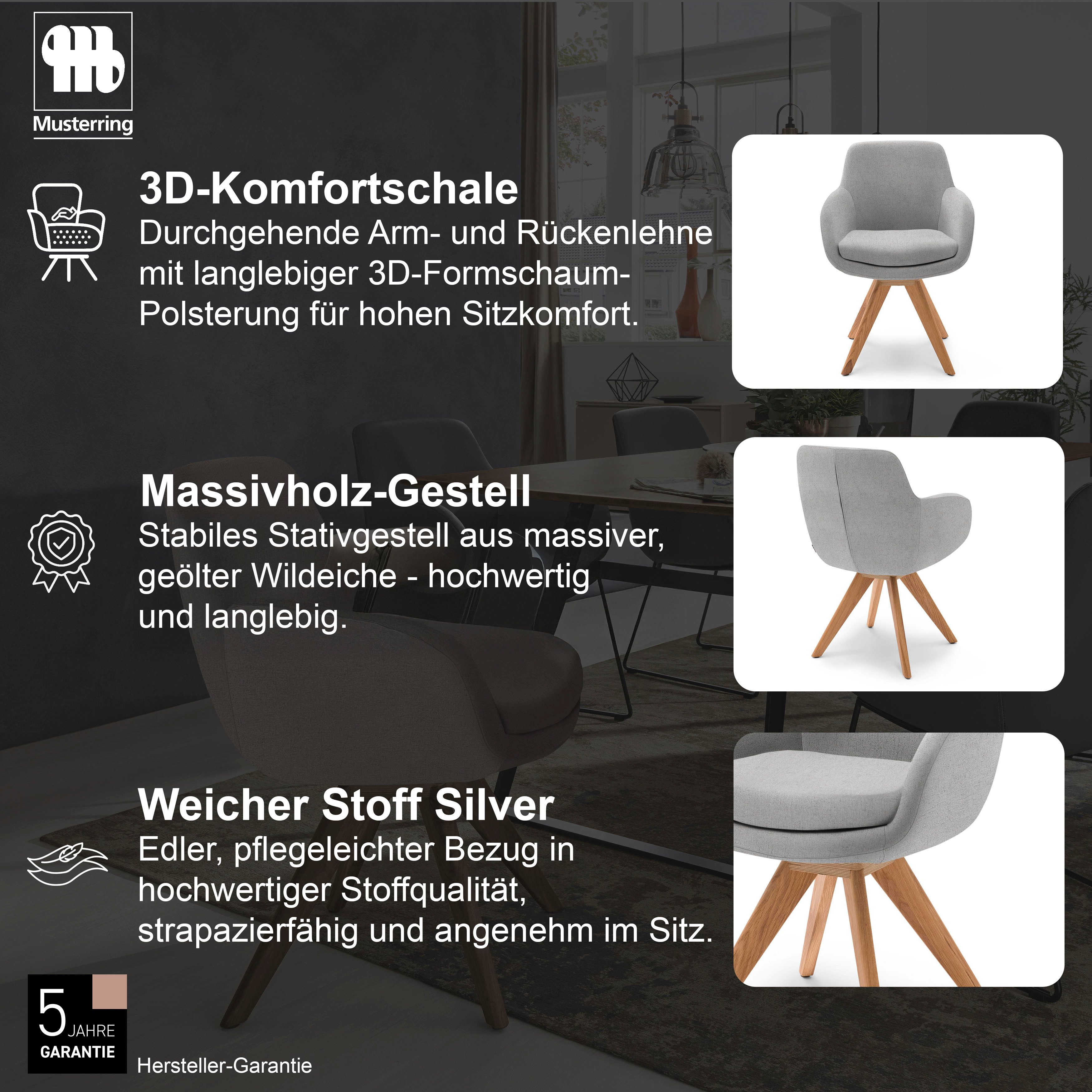 Musterring Esszimmerstuhl Tavia (Set, 2 St), Stativgestell Wildeiche massiv, Drehfunktion optional, diverse Farben