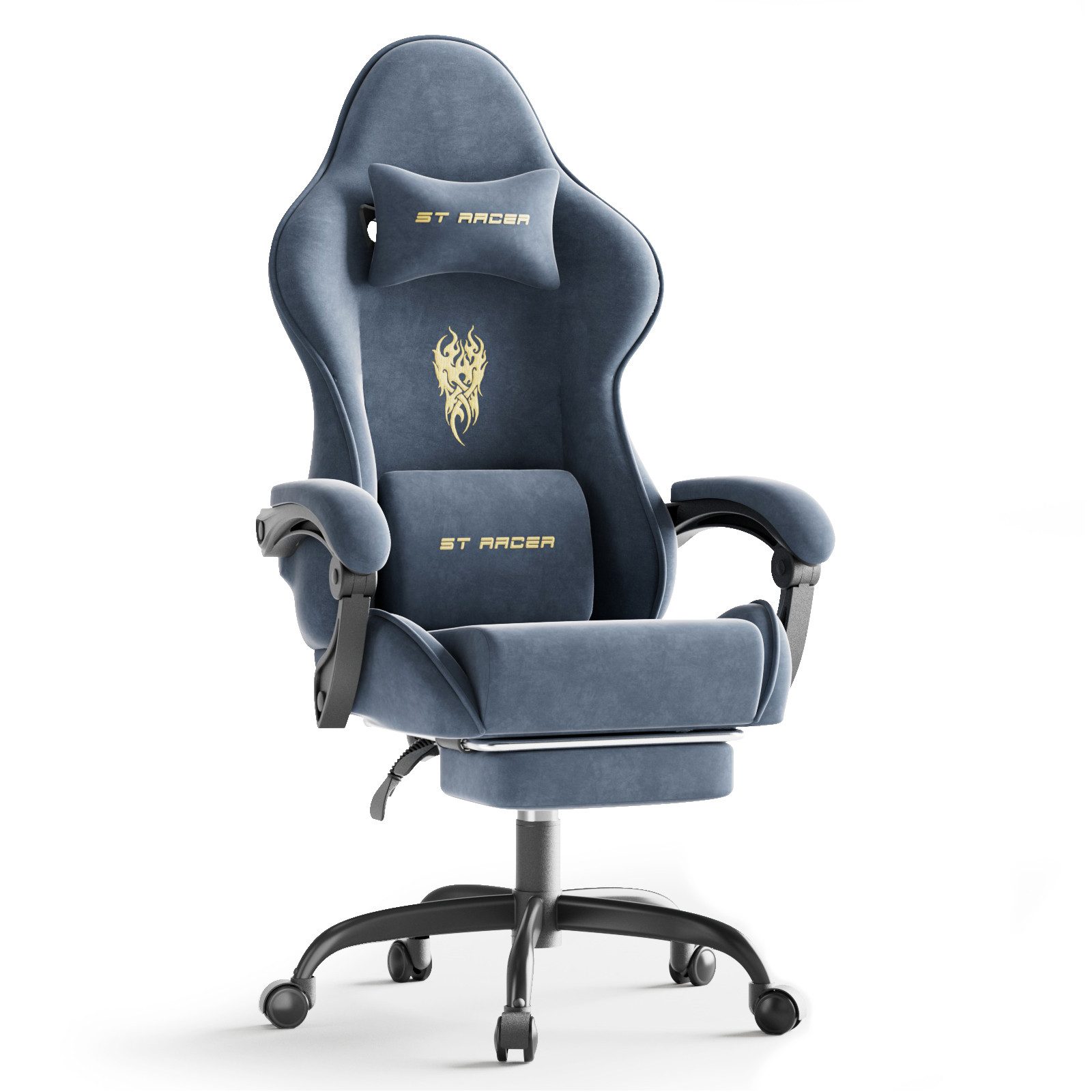 Ferghana Gaming Chair Gaming-Stuhl: Kopfstütze, Lendenkissen, Armlehnen, Fu günstig online kaufen