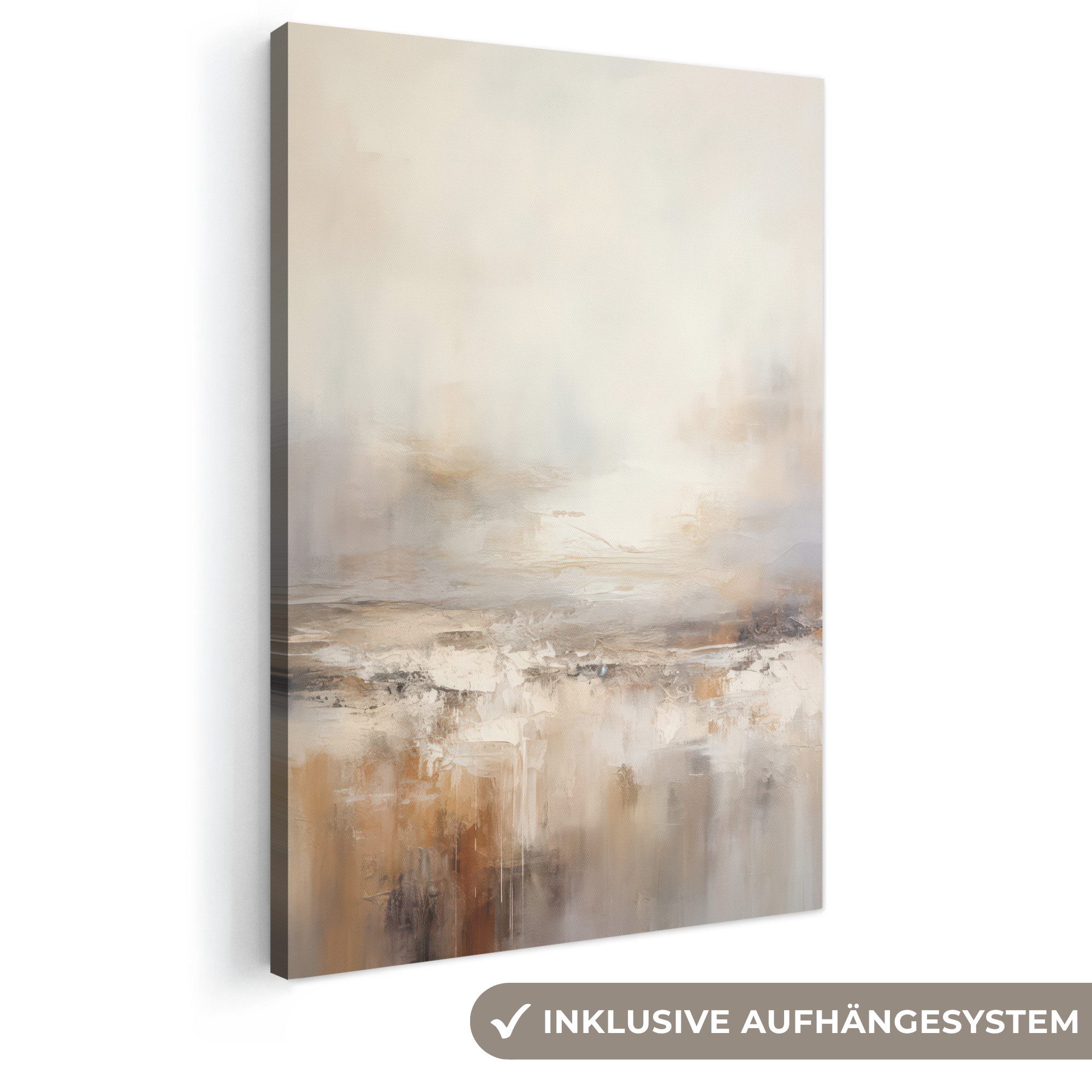 OneMillionCanvasses® Leinwandbild Kunst - Industriell - Grau - Braun - Abstrakt, Fotodruck (1 St), Schlafzimmer Deko Aesthetic, Bilder über Bett, 60x90 cm