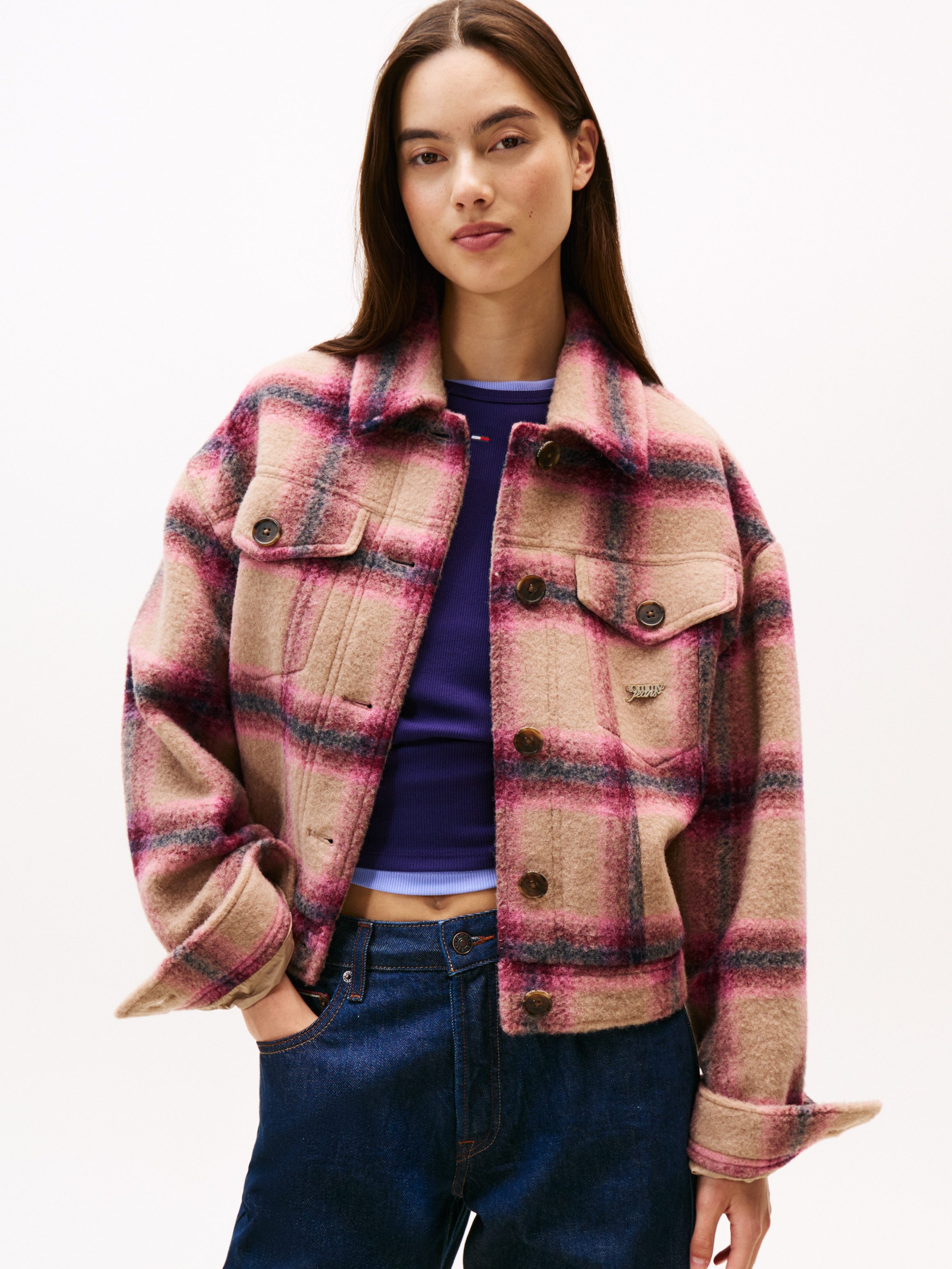 Tommy Jeans Hemdjacke TJW WOOL TRUCKER JACKET mit Wolle