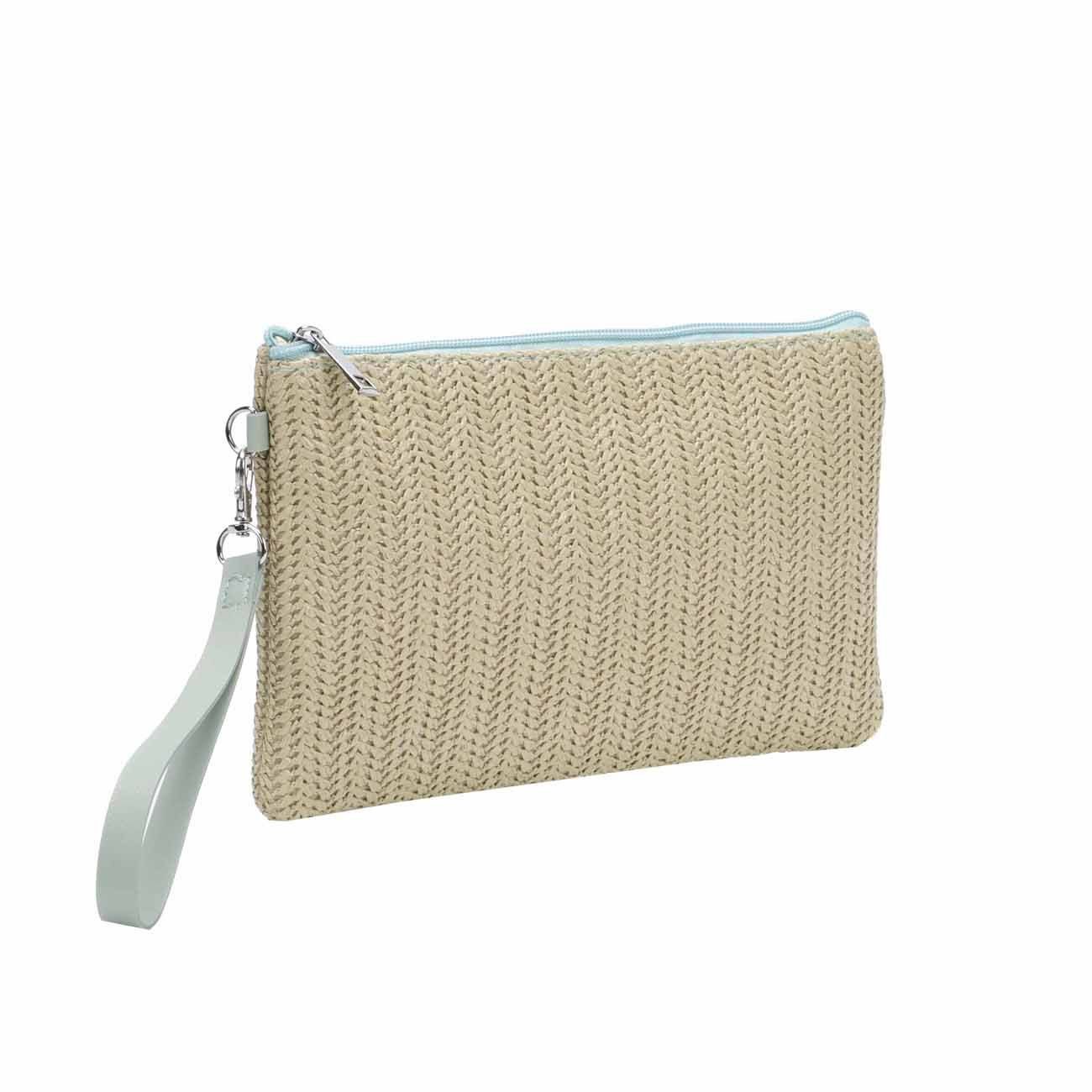 ITALYSHOP24 Schultertasche Damen Tasche Strohtasche Strand Geldbörse Handtasche Clutch Smartphone, Boho Sommer Geflecht Armband Freizeit Urlaub Häkeltasche Mini Bag