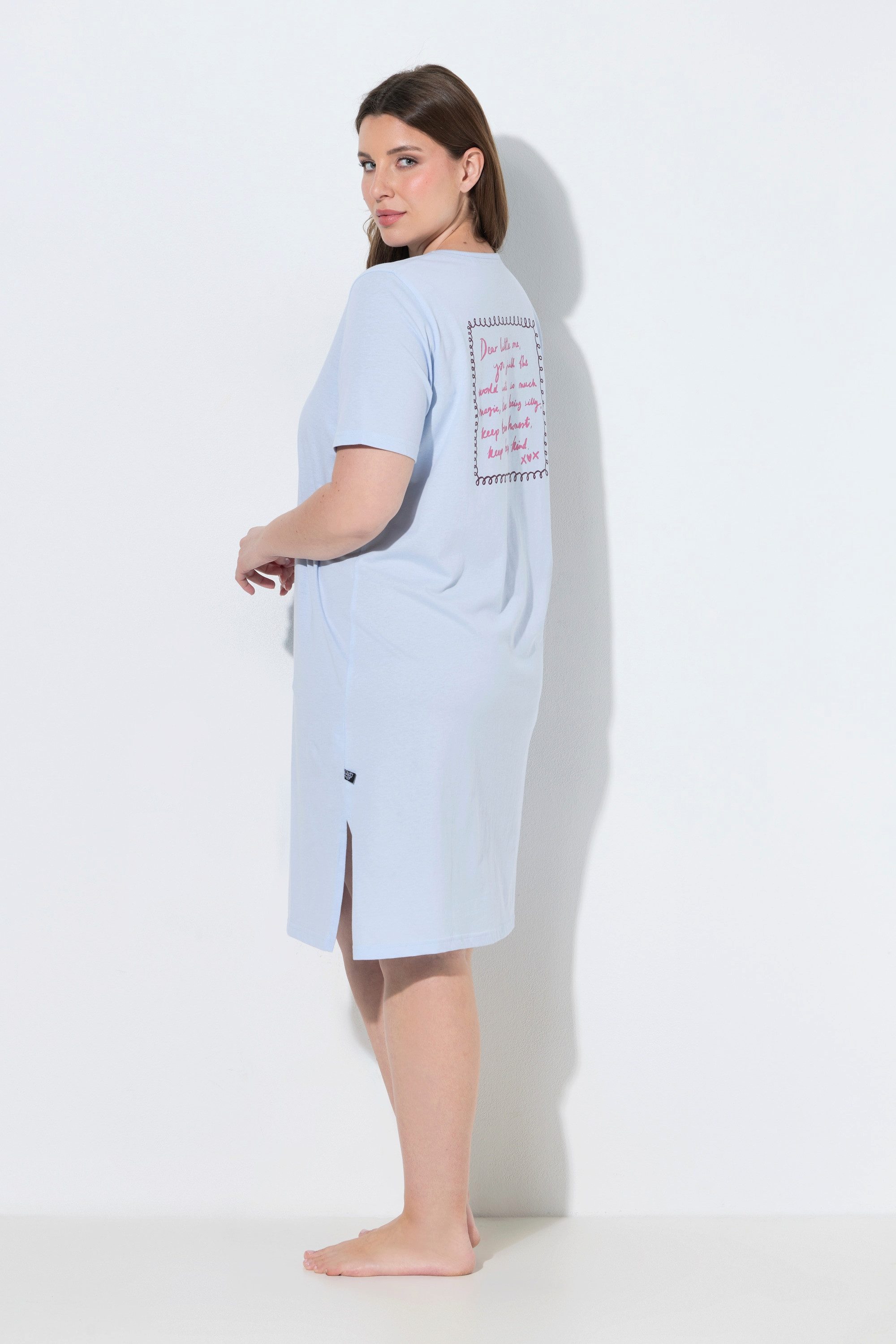 Ulla Popken Bigshirt Bigshirt Brieftauben V-Ausschnitt Halbarm