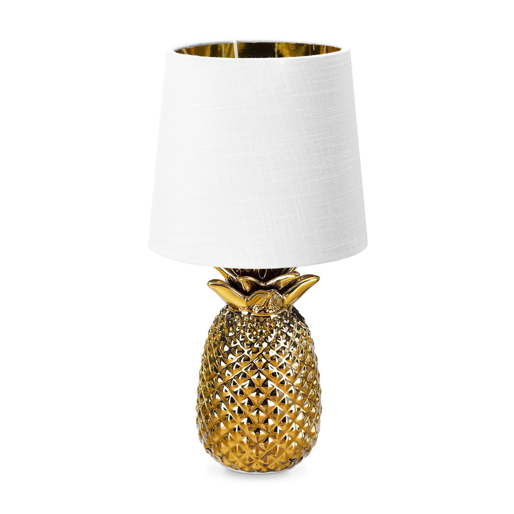 Navaris Tischleuchte Tischlampe Ananas Design - 35cm hoch - Dekolampe mit E14 Gewinde Gold