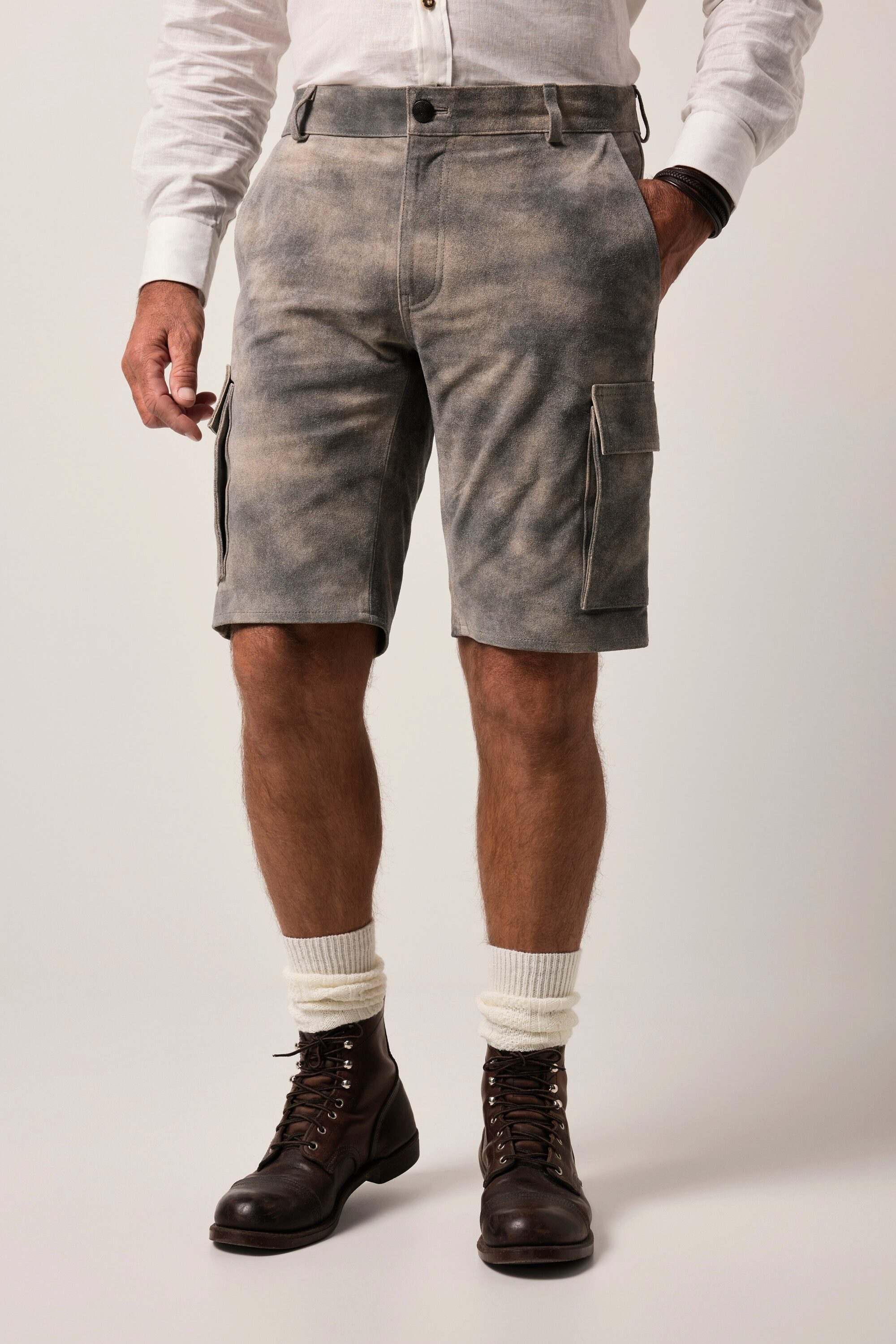 JP1880 Bermudas JP1880 Leder-Bermuda Tracht Rindleder Cargotaschen