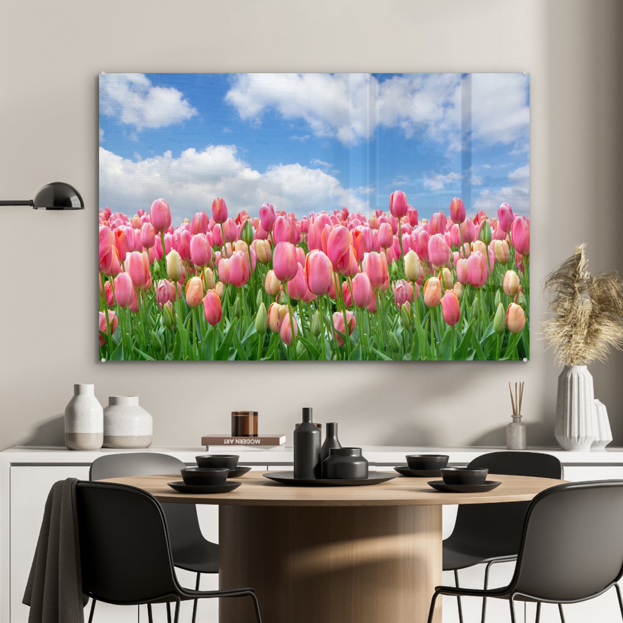 - Schlafzimmer Wohnzimmer MuchoWow Tulpen Frühling, & - Farben Acrylglasbilder St), Acrylglasbild (1
