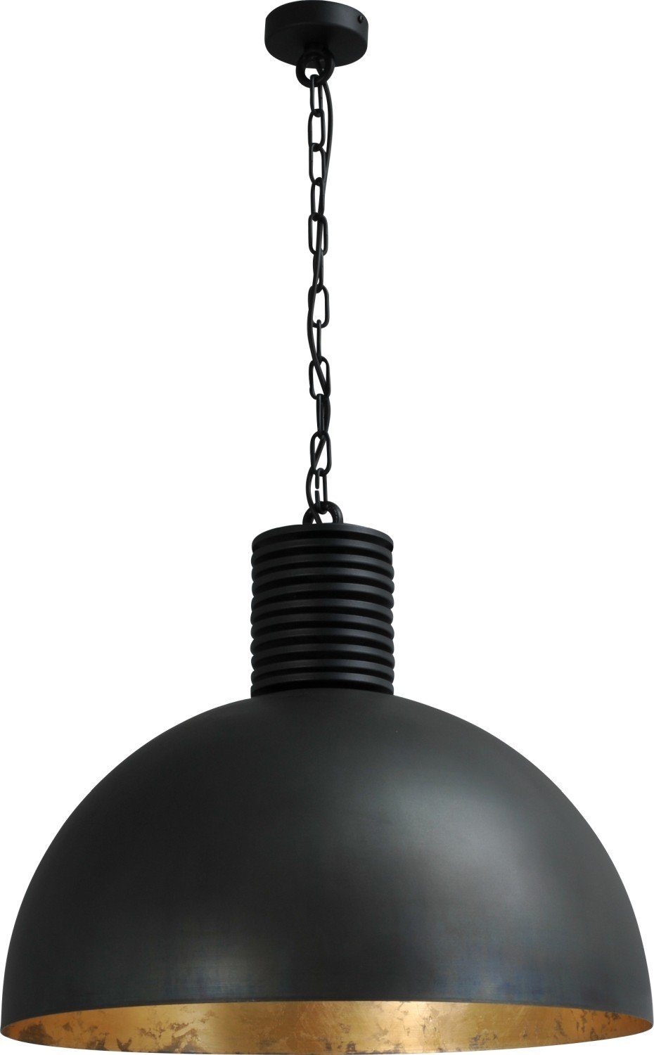 Licht-Erlebnisse Pendelleuchte LARINO, ohne Leuchtmittel, Hängeleuchte Metall in Gunmetal Gold E27 Ø 60 cm Metall Industrial