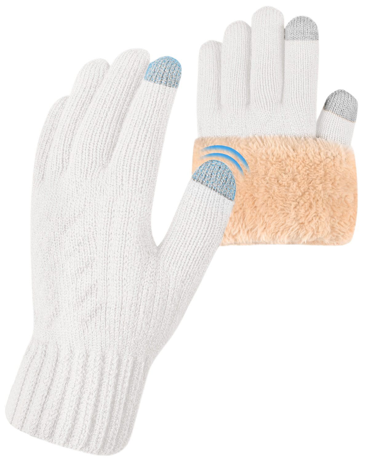 Coonoor Fleecehandschuhe Warme Winterhandschuhe Fleece Strickhandschuhe Touchscreen Thermo (für Herren Damen Weihnachten und Neujahr Geschenkideen) für Outdoor Sport Laufen Radfahren Freizeit ski reithandschuhe