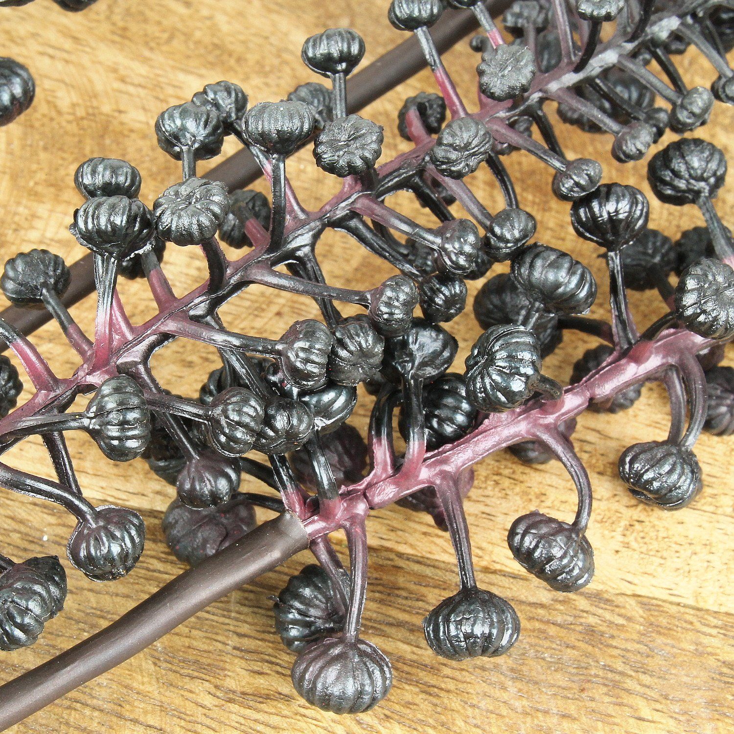 Kunstblume Dekopflanze Kunstpflanze Beerenzweig Dekobeeren Dekozweig Zweig Phytolacca, Macosa Home, Höhe 93 cm, Höhe 93 cm Kunstblume Beeren schwarz ca. 93 cm lang cm