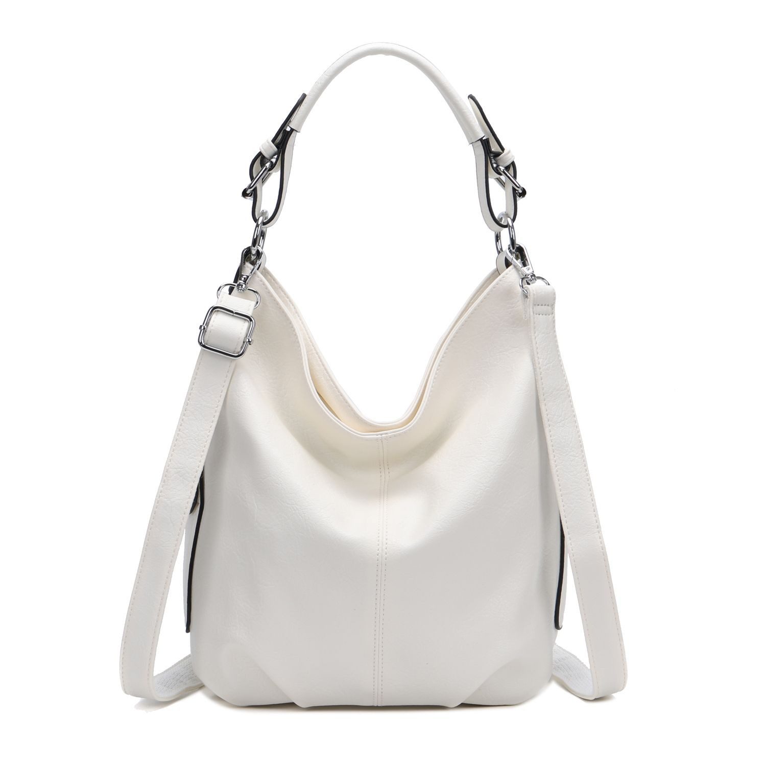 ITALYSHOP24 Schultertasche DAMEN SHOPPER Hobo Bag Umhängetasche Handtasche City Bag Cross-Over (Spar-Set: Henkel Tasche mit Schultergurt, Workbag Leder Optik, 2-tlg., mit Henkel und Schultergurt), Damentasche Freizeit Abend Leder Optik Henkeltasche Reise Crossbody