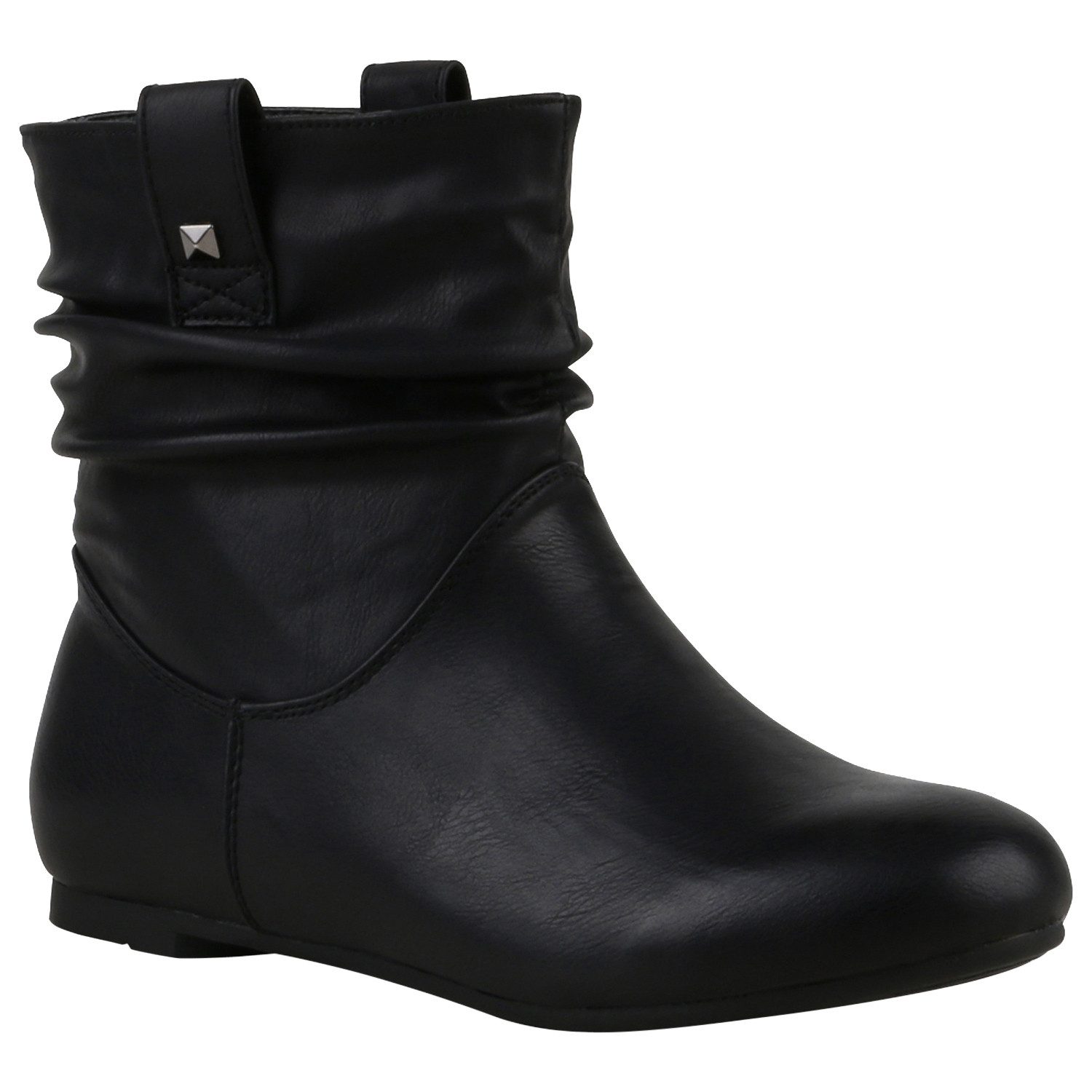 VAN HILL 811678 Schlupfboots Gefütterte Damen Schlupfstiefel Nieten Stiefeletten Leder-Optik