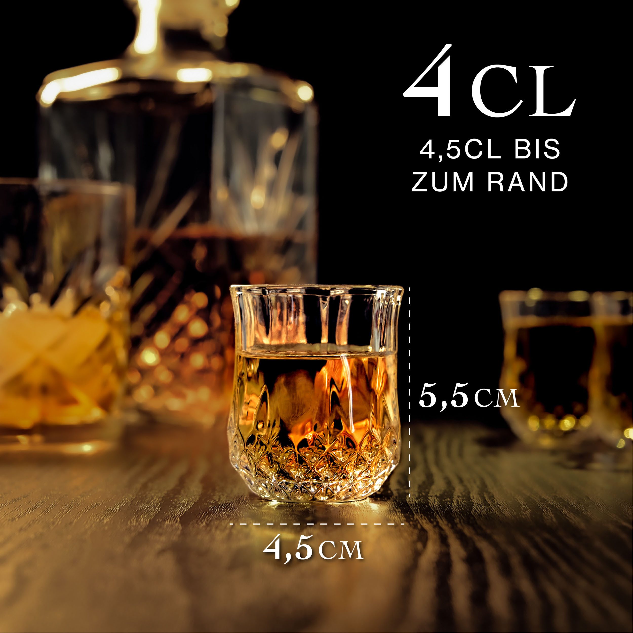 Praknu Schnapsglas 6 Schnapsgläser aus Kristall Glas 4cl - Spülmaschinenfest - Standfest, 6-tlg., Kristallglas, Spülmaschinenfest - Standfest dank dickem Boden  – Bild 3 von 5