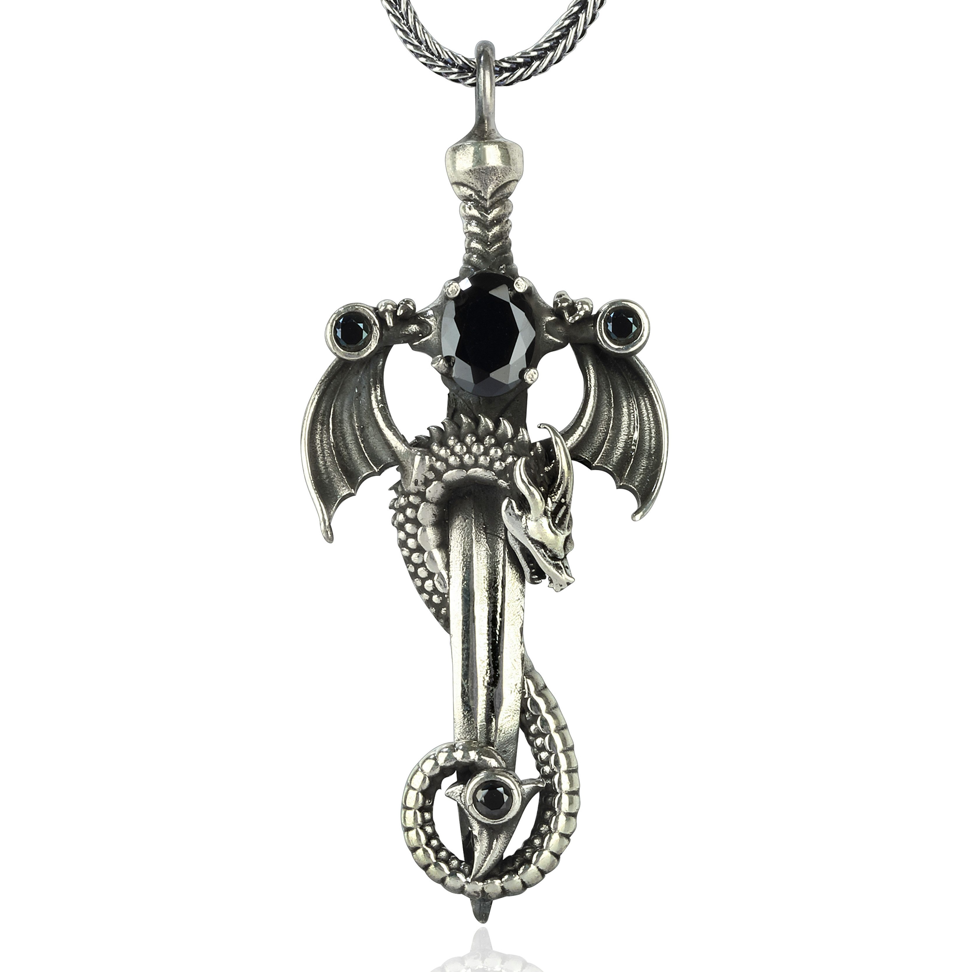 NAHLE Kette mit Anhänger Silber Drache mit Silber Fuchsschwanz Kette 55cm ( günstig online kaufen