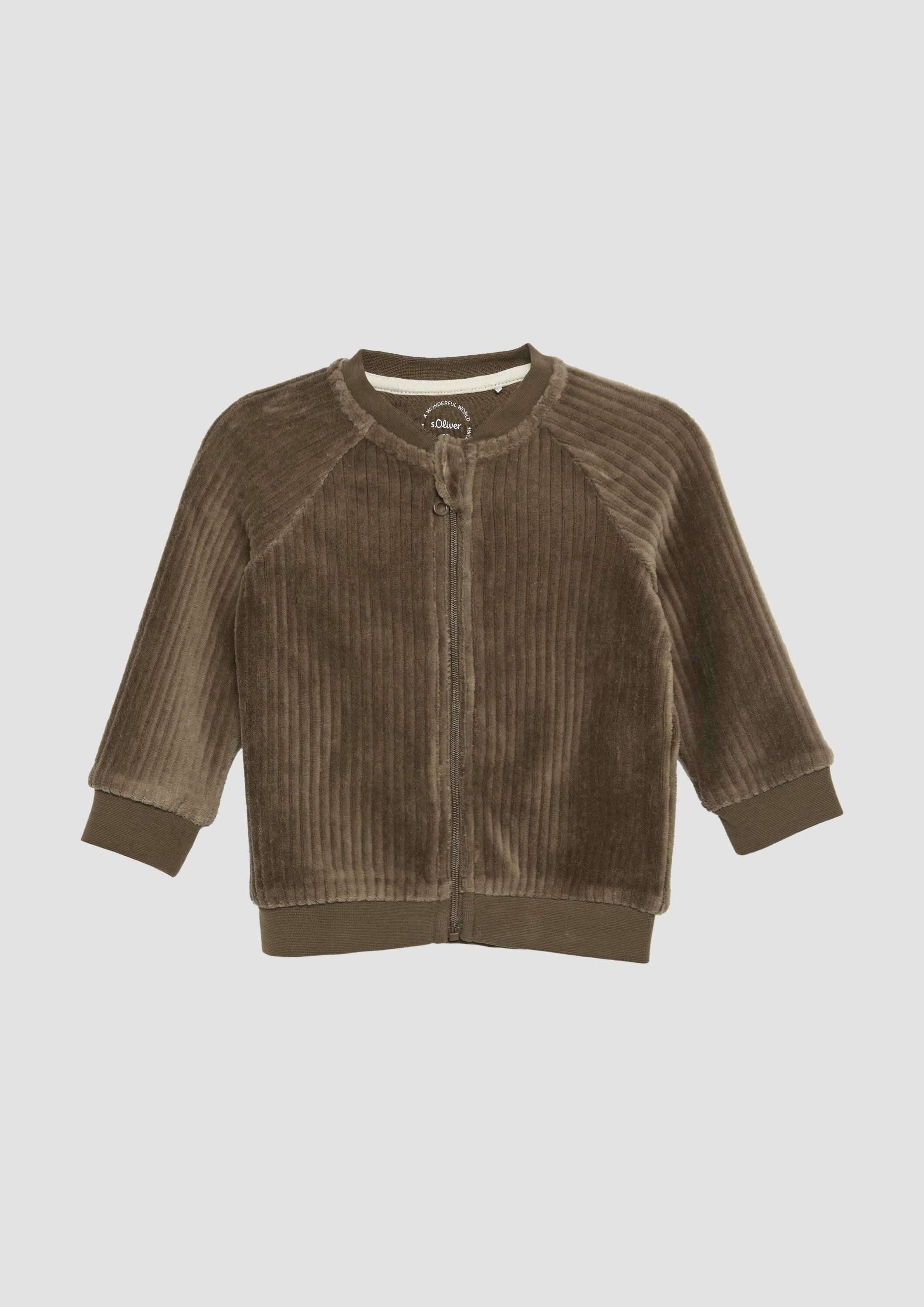 s.Oliver Sweatjacke Sweatshirt Jacke Sweatshirtjacke in Cordoptik