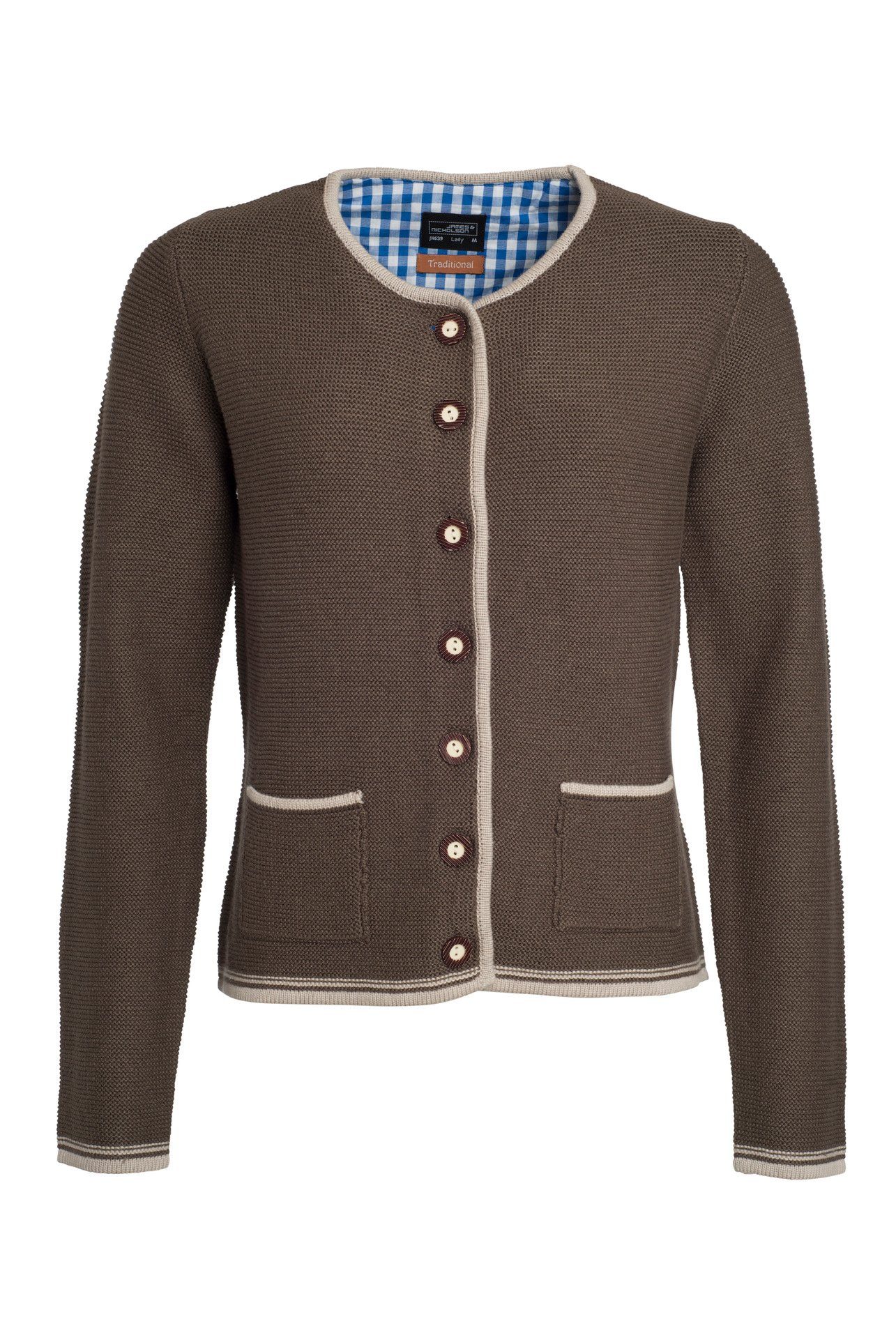 James & Nicholson Trachtenstrickjacke Leicht taillierte Damen Jacke passend zu Lederhose und Dirndl JN639 Damen Trachten Strickjacke