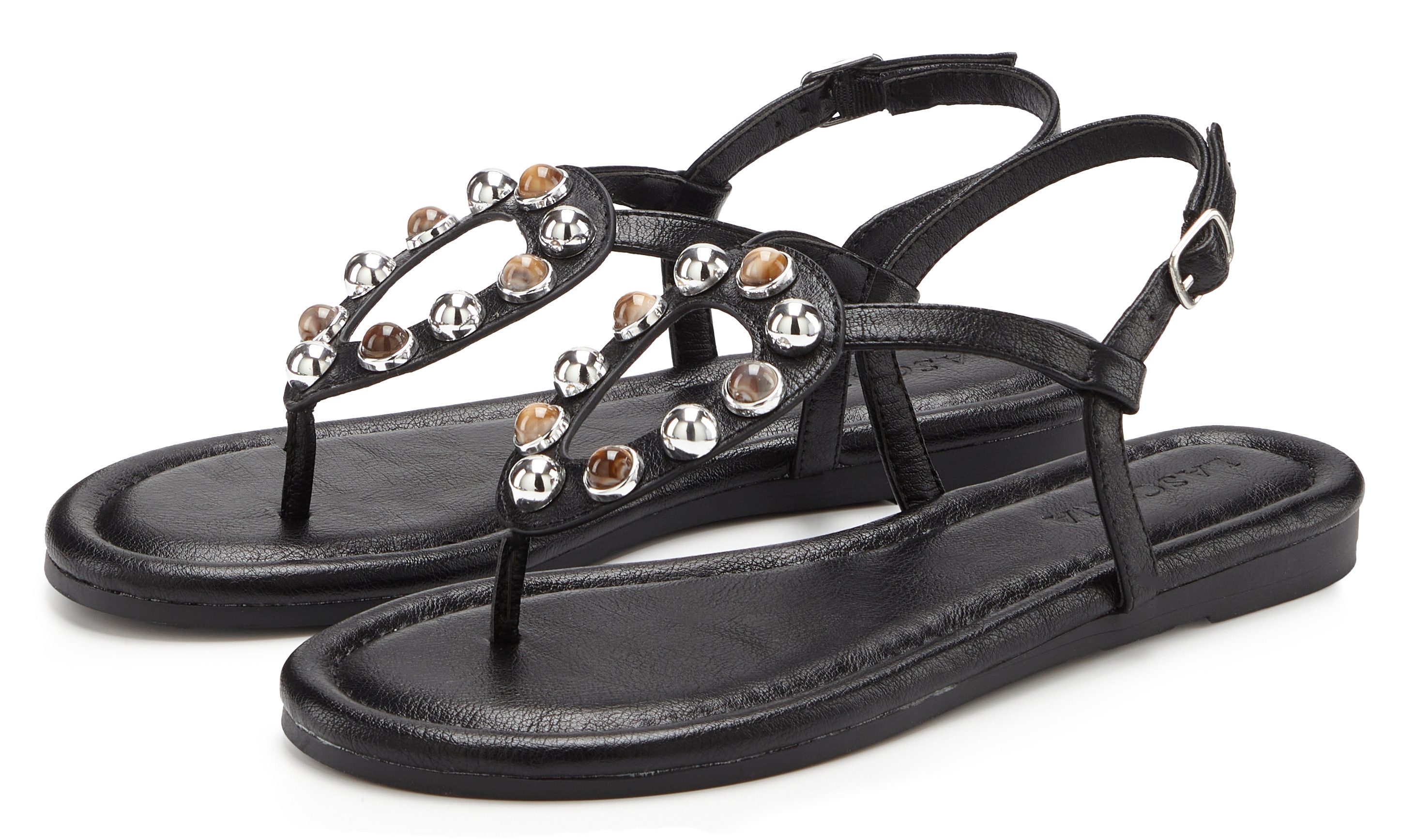 LASCANA Zehentrenner, Sandalette, Sommerschuh, offener Schuh Sandale NEU mit modischen Schmuckelementen VEGAN