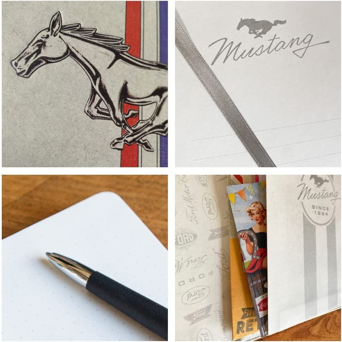 Mustang - Stripes - Horse Nostalgic-Art Ford Notizbuch Logo & Notizbuch
