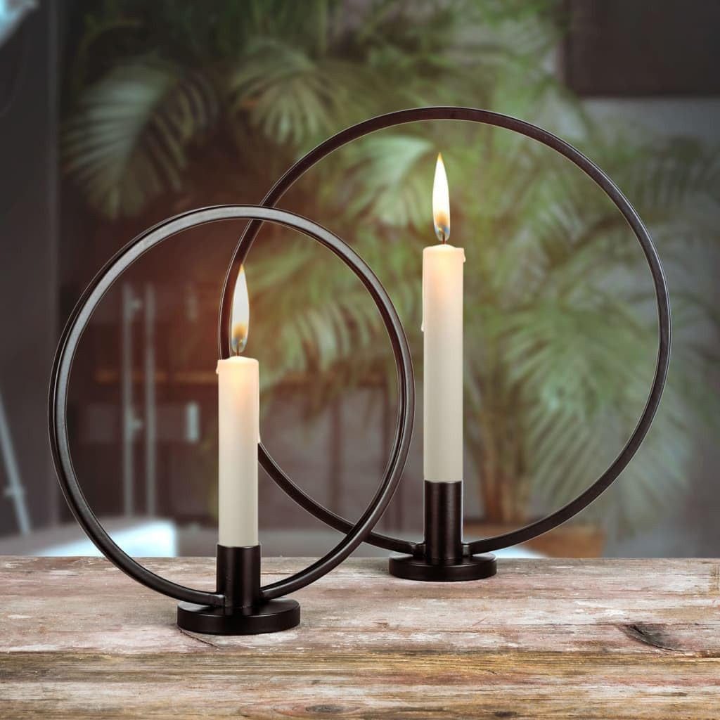 habeig Kerzenhalter 2er Set Kerzenhalter-Ring schwarz