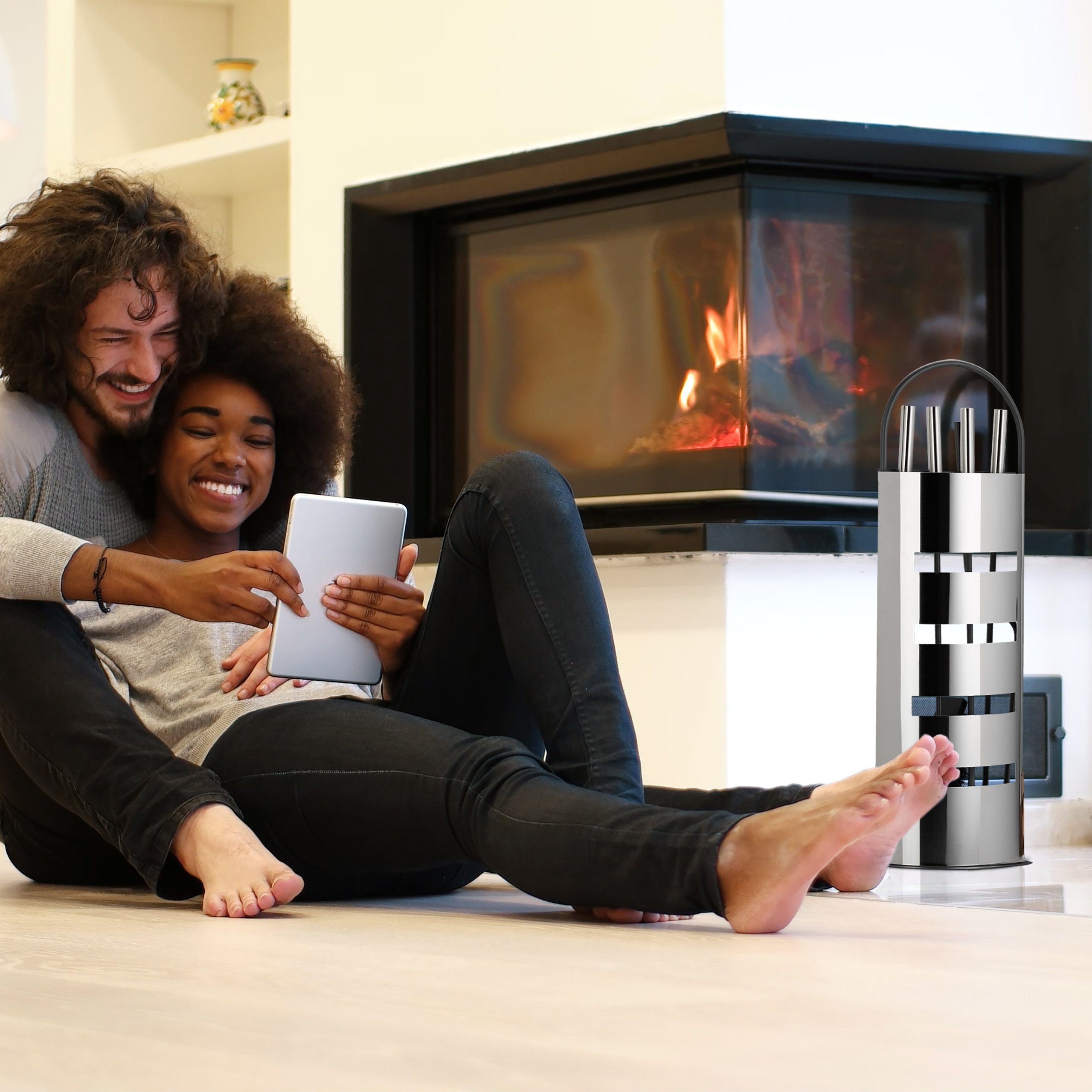 relaxdays Kamingarnitur Kaminbesteck modern 5 teilig
