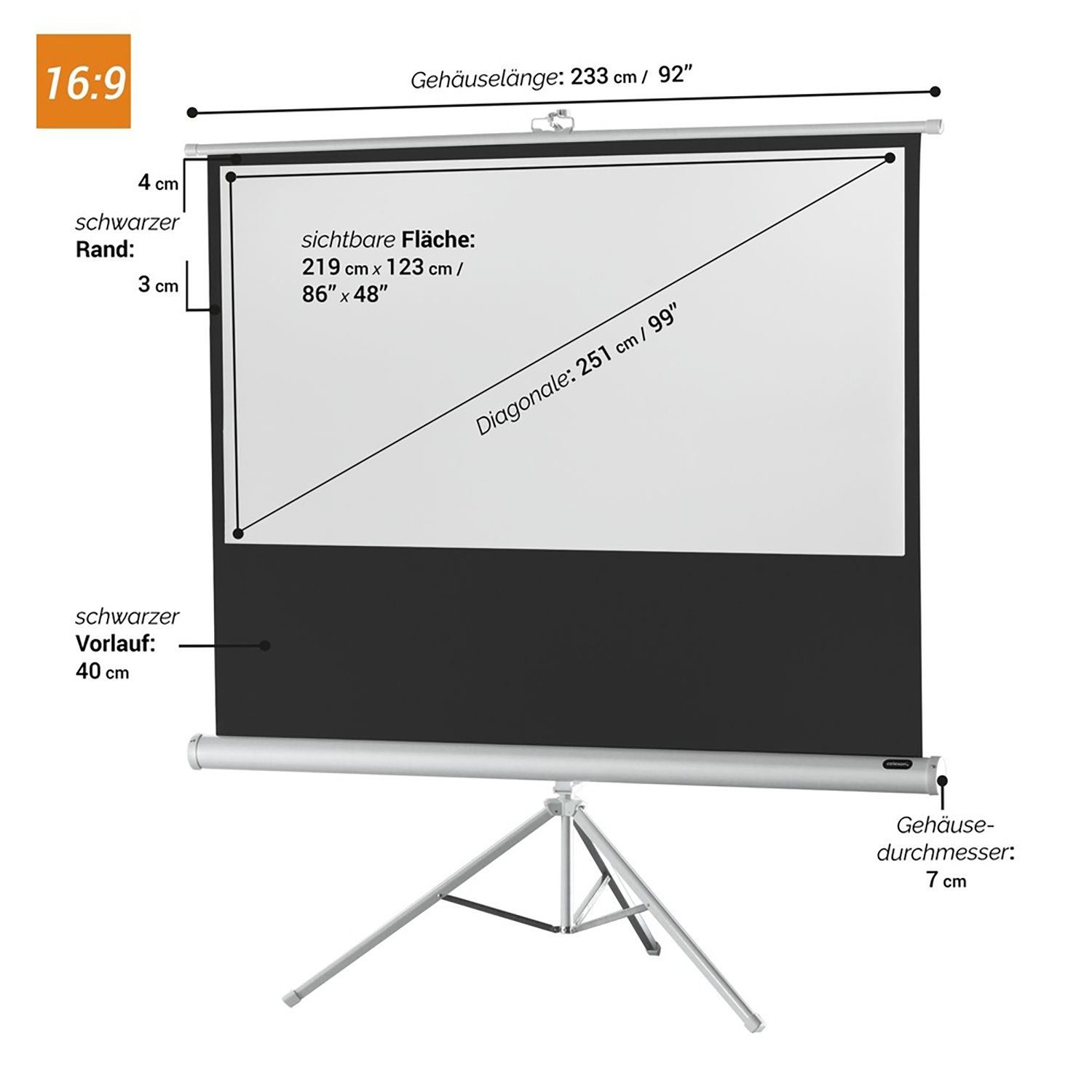 Edition Economy 16:9, 1) 123cm, Gain Celexon Stativleinwand White x (219