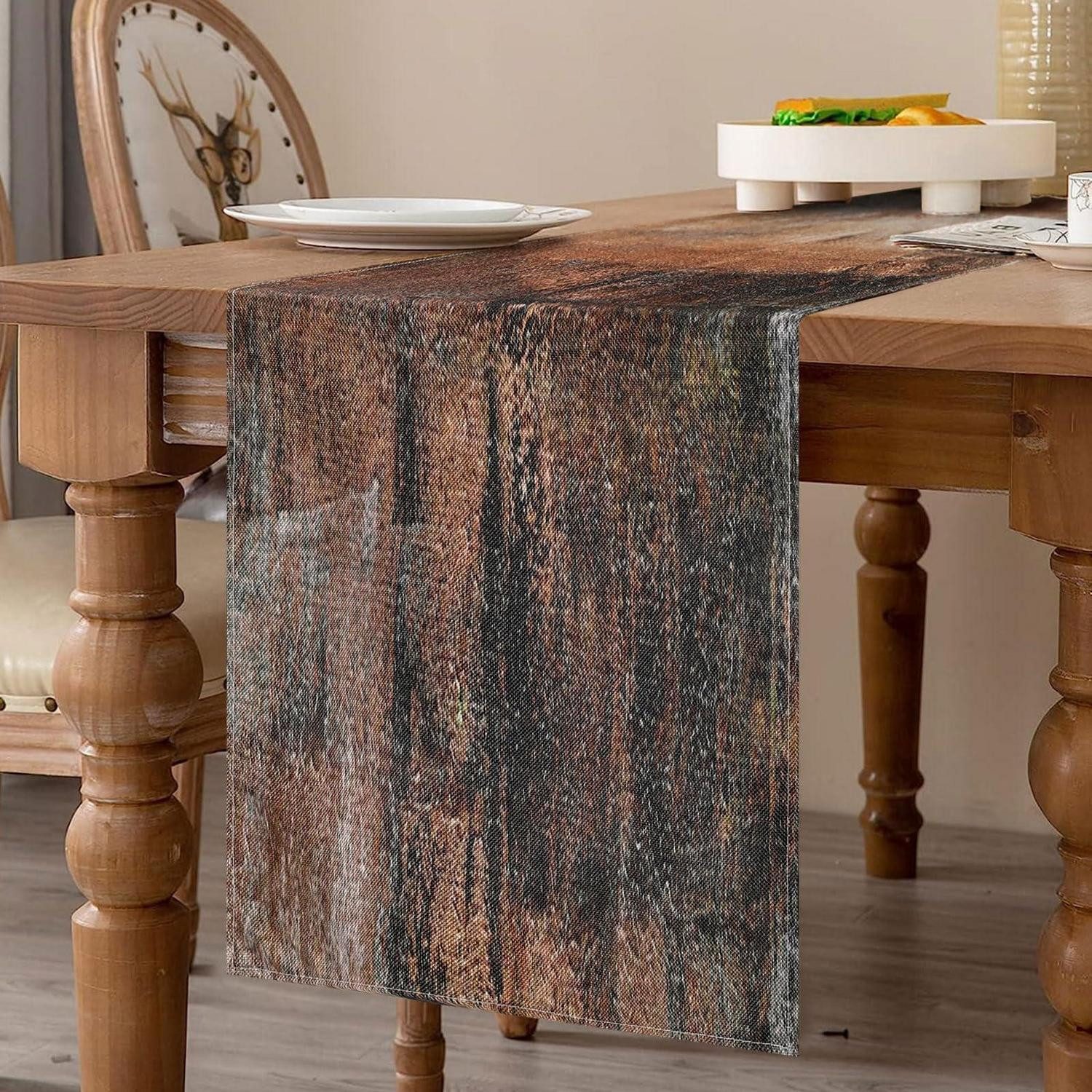 LuxusKollektion Tischläufer Tischläufer Herbst Modern 40x140cm Leinen Braun (1-tlg)