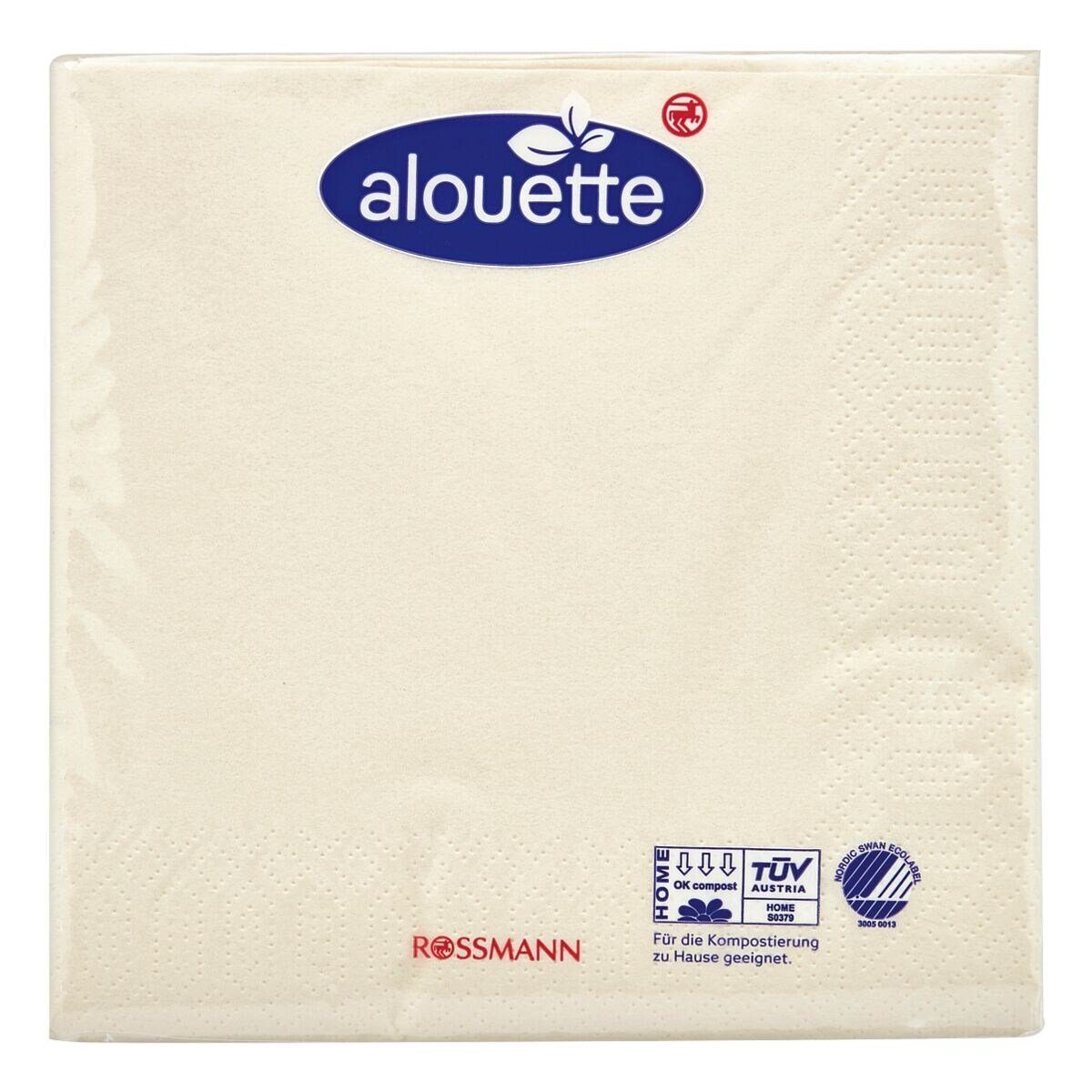 alouette Papierserviette, (30 St), 1/4-Faltung, 3-lagig, 33x33 cm