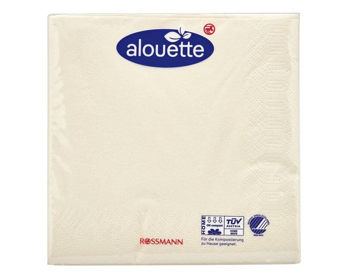 alouette Papierserviette, (30 St), 1/4-Faltung, 3-lagig, 33x33 cm