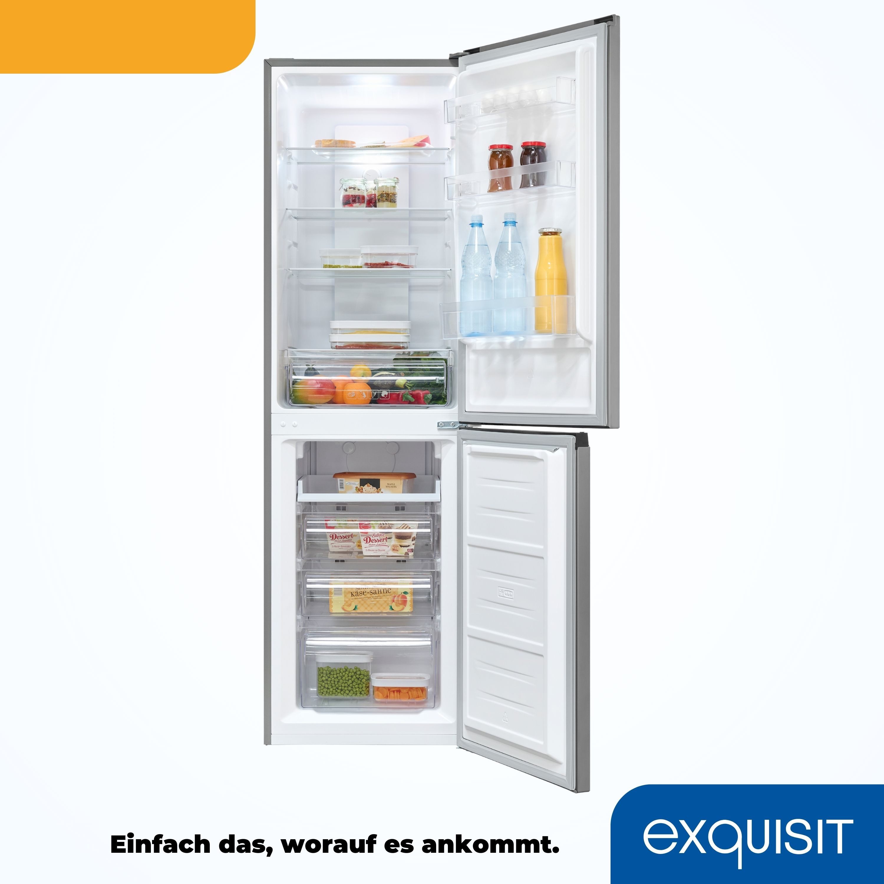 exquisit Kühl-/Gefrierkombination KGC250-85--040D inoxlook, 180,5 cm hoch, 54,5 cm breit – Bild 5 von 5