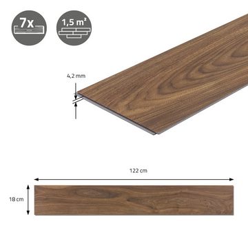 ML-DESIGN Vinylboden PVC Click Vinyl-Dielen Einfache Verlegung wasserfest, Bodenbelag 122x18x0,42cm 4,62m²/21 Dielen Dunkelbraun rutschfest