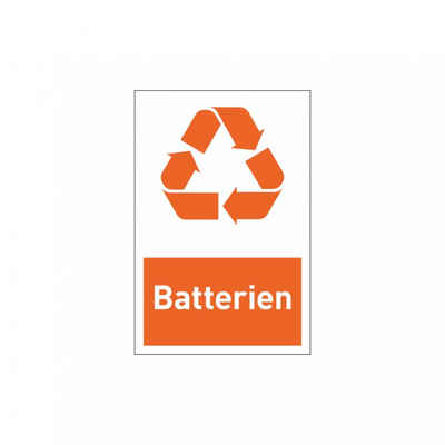 König Werbeanlagen Hinweisschild Design-Recyclingschild: Batterien, Folie selbstklebend, 150 x 100 mm