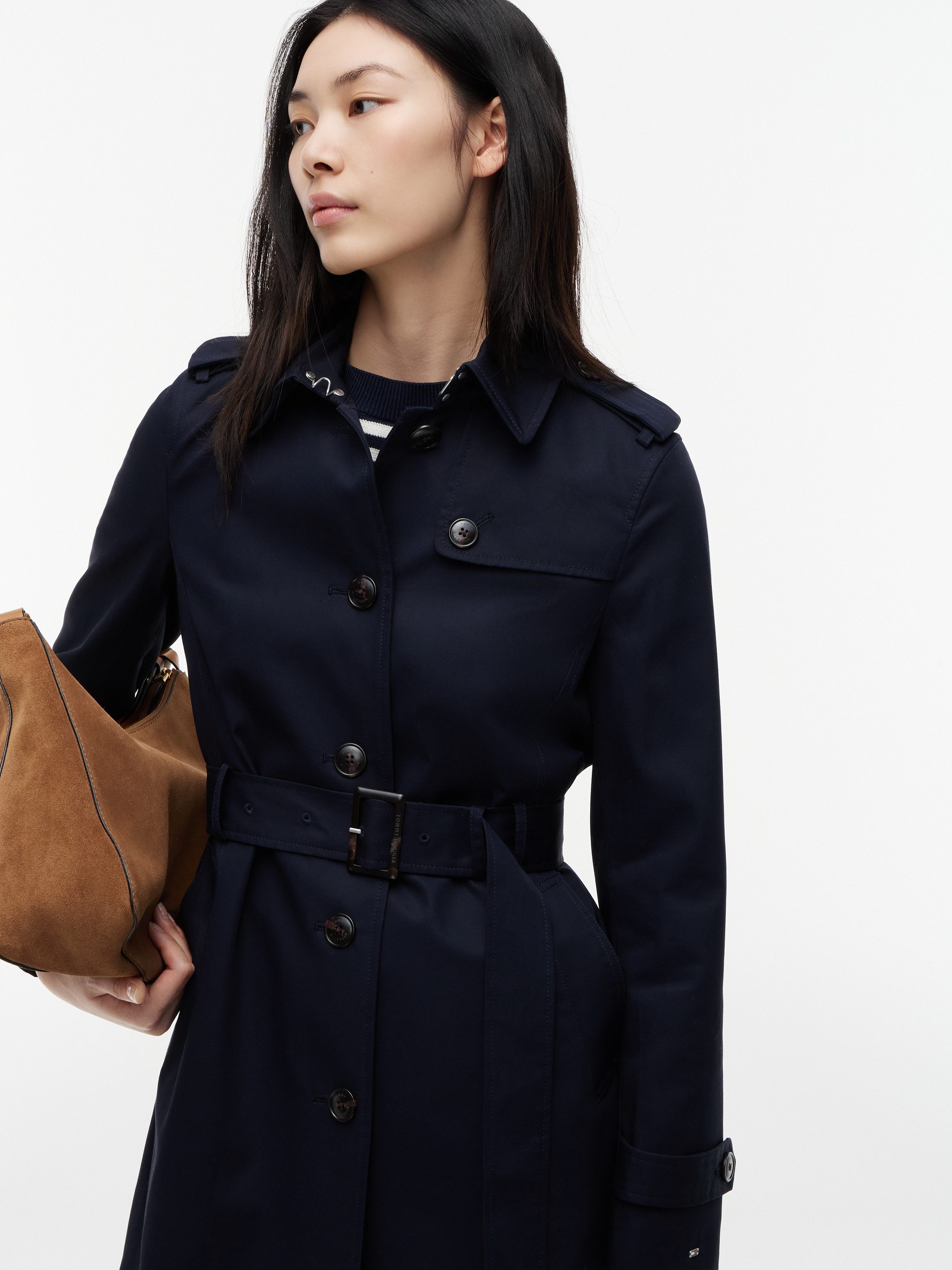 Tommy Hilfiger Langjacke HERITAGE SINGLE BREASTED TRENCH mit den typischen Trenchcoat-Details