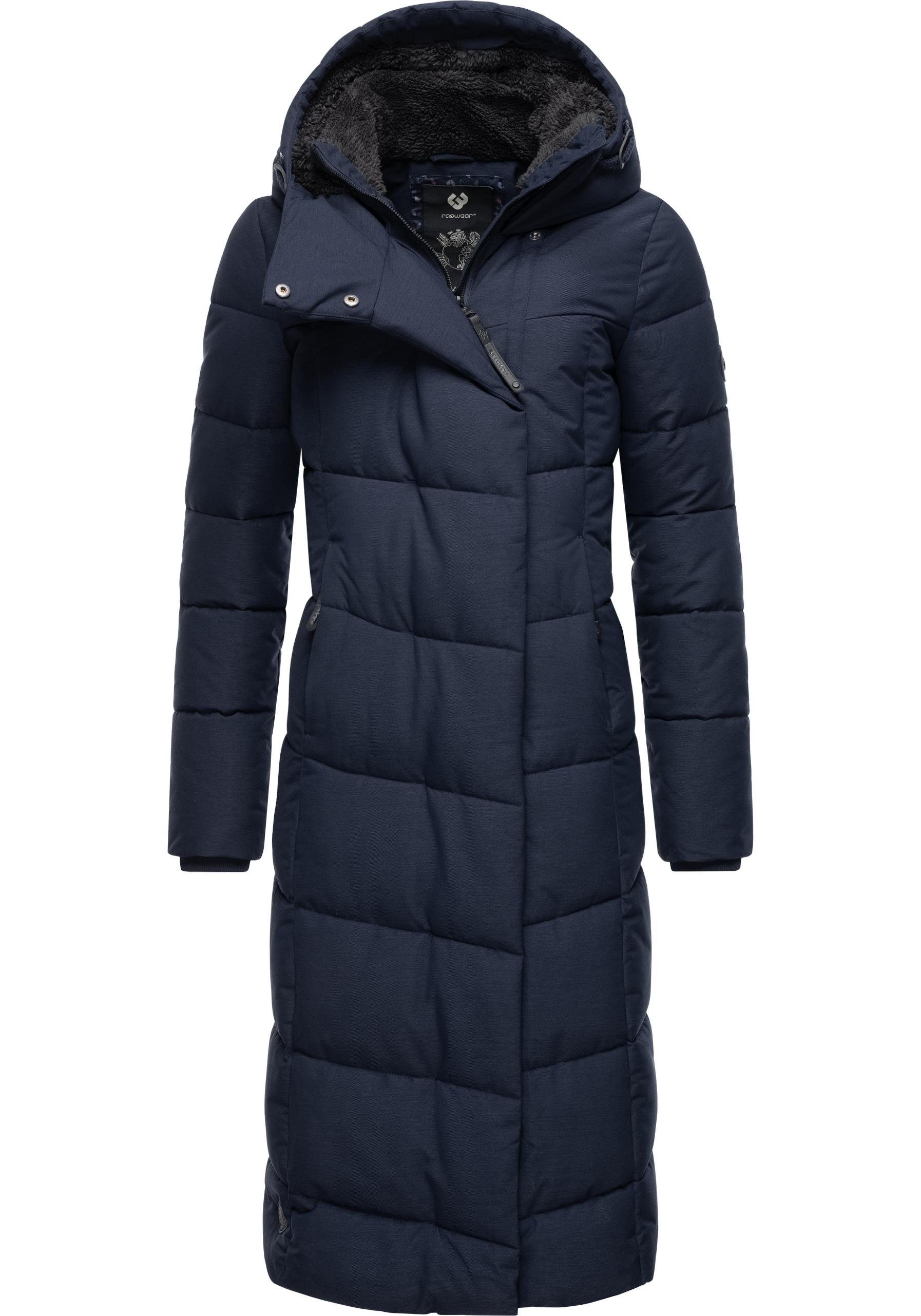 Ragwear Wintermantel Pavla Long extralanger Winterparka mit Teddyfutter und Kapuze