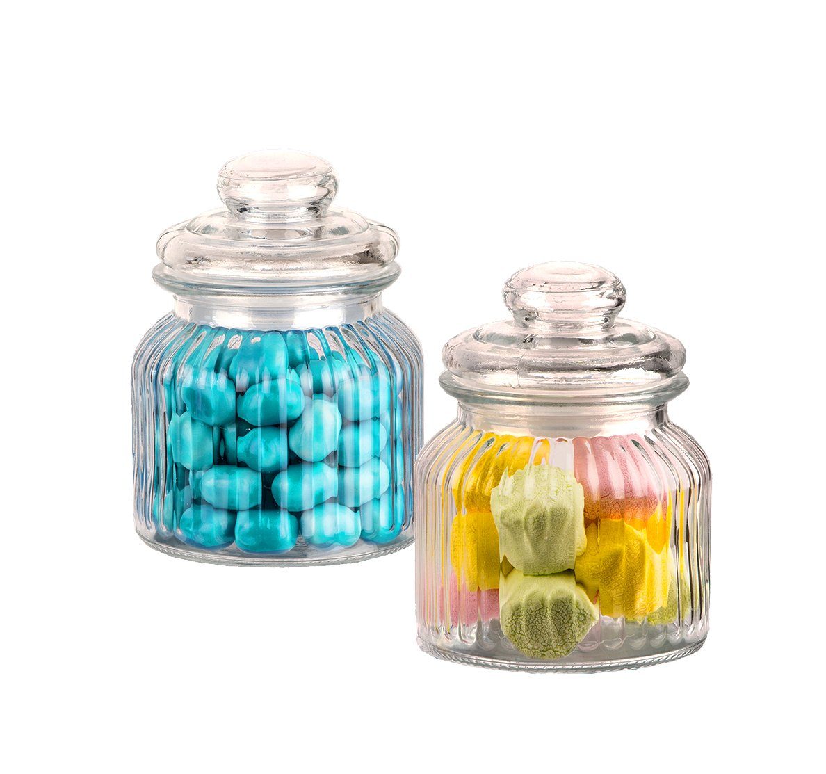 BigDean Einmachglas Vorratsgläser mit Deckel Bonbonglas Süßigkeiten Kräuter, Glas, (Set, 2-tlg., Bonbonniere/n), Gummidichtung, Vintage Design, Spülmaschinenfest (Deckel Handspülen). Reduzierter Preis € 14,82. Unverbindliche Preisempfehlung € 17,99