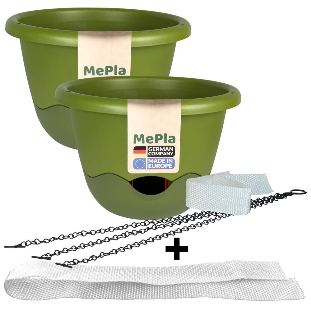 Heimwerkercenter Blumentopf MePla - 2 x Ampel Mareta ø25 Hellgrün/Dunkelgrün + 1 x Ersatzband
