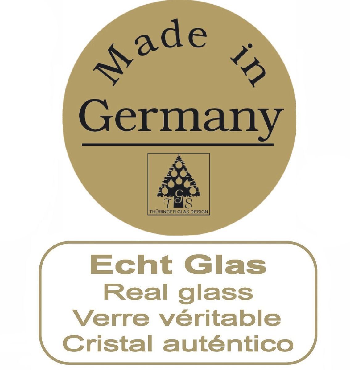 JACK Christbaumschmuck JACK Eislack Glas Set Made in Spitze Weiß 15x + Germany Aufbewahrungsbox, 6cm inklusive praktischer Kugel Eislack 1x Christbaumkugeln 25cm